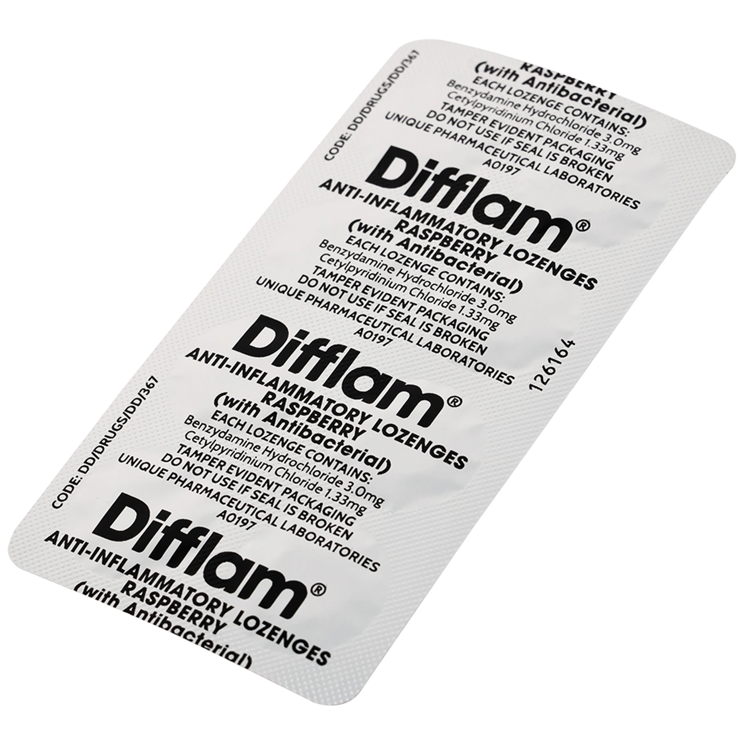 Viên ngậm kháng viêm Difflam vị quả mâm xôi Unique Pharma hỗ trợ điều trị viêm amidan, đau họng (1 vỉ x 8 viên)