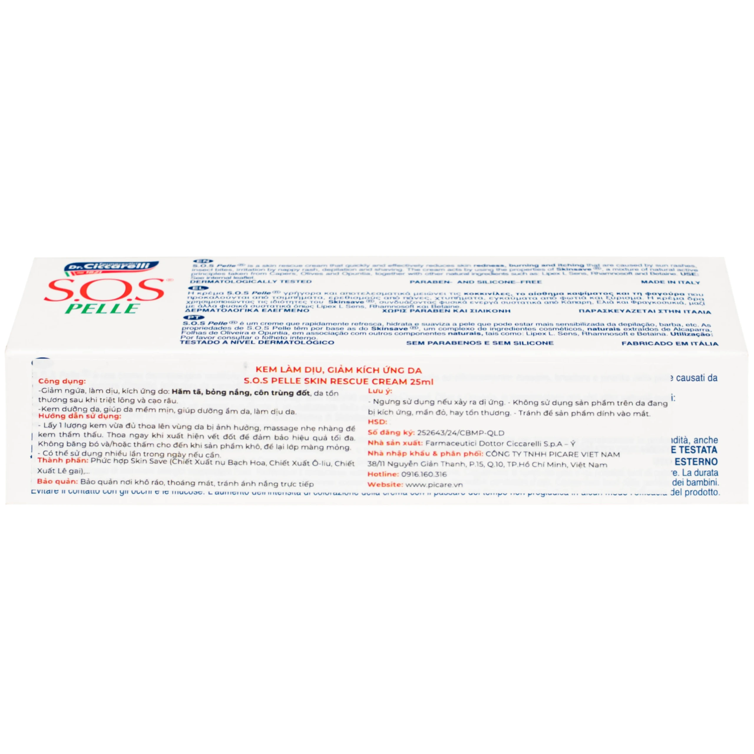 Kem bôi dịu da, giảm kích ứng Dr.Ciccarelli S.O.S Pelle Skin Rescue Cream hộp 25ml
