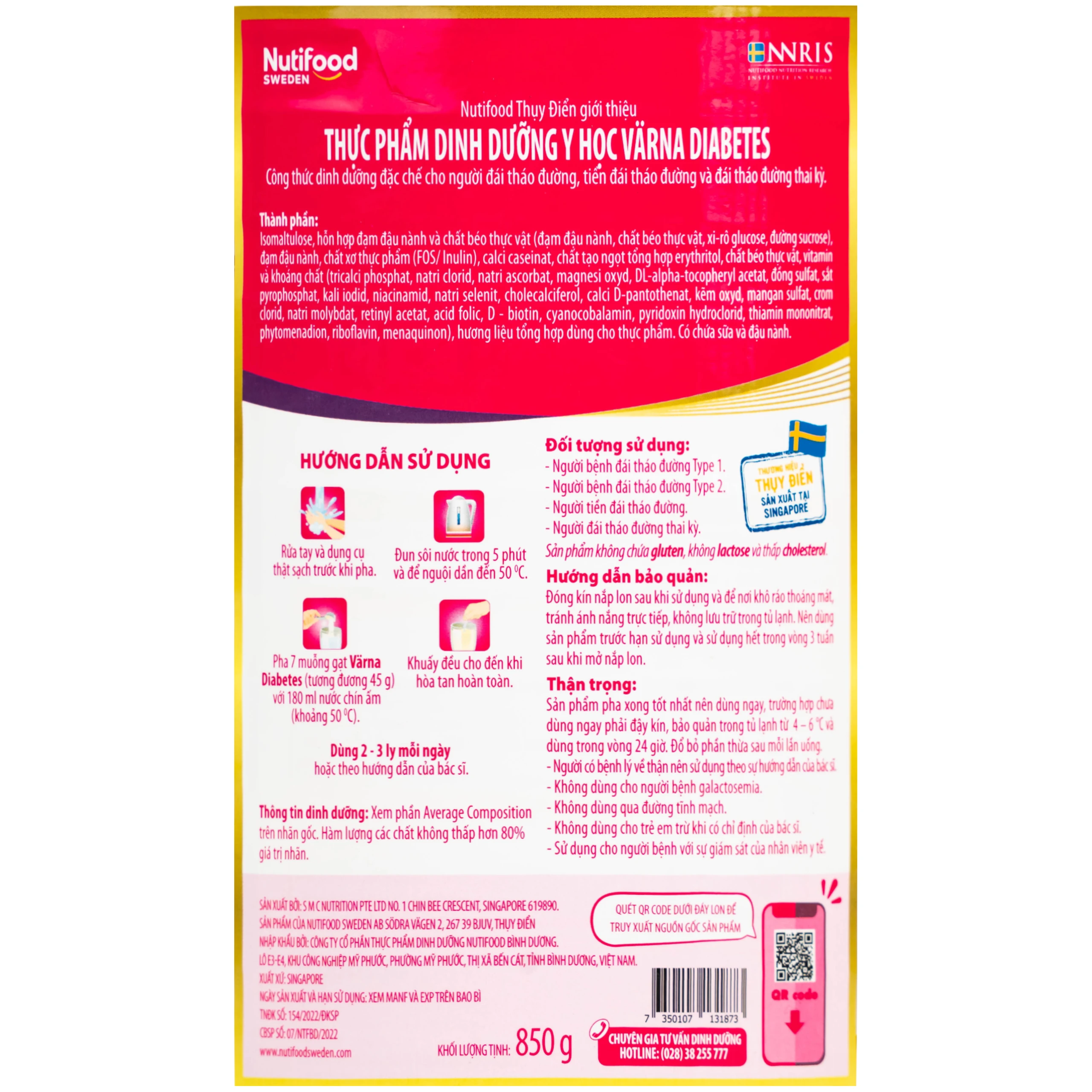 Sữa ổn định đường huyết Nutifood Varna Diabetes(850g)