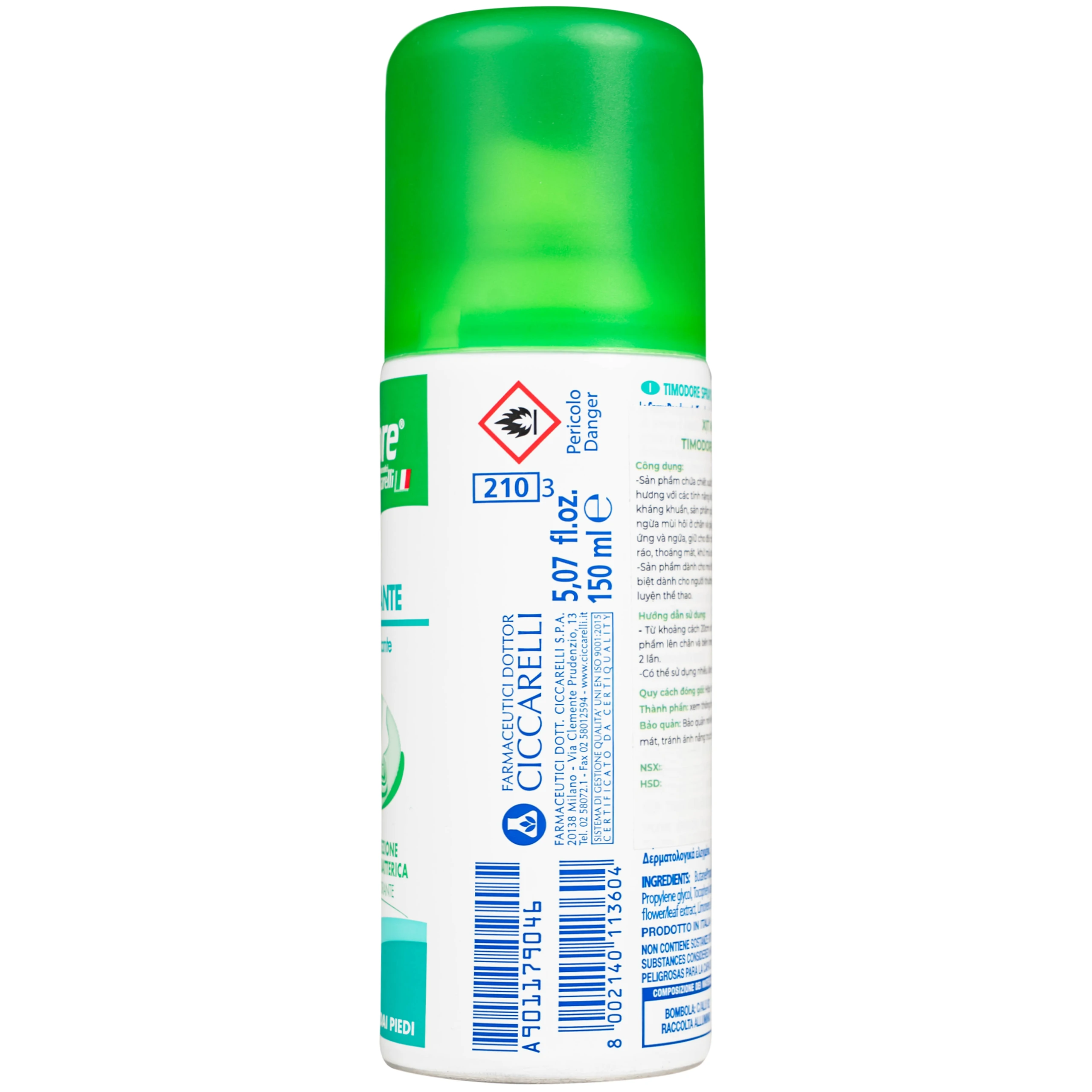 Xịt khử mùi giày và chân Dr.Ciccarelli Timodore Deodorant Spray (150ml)