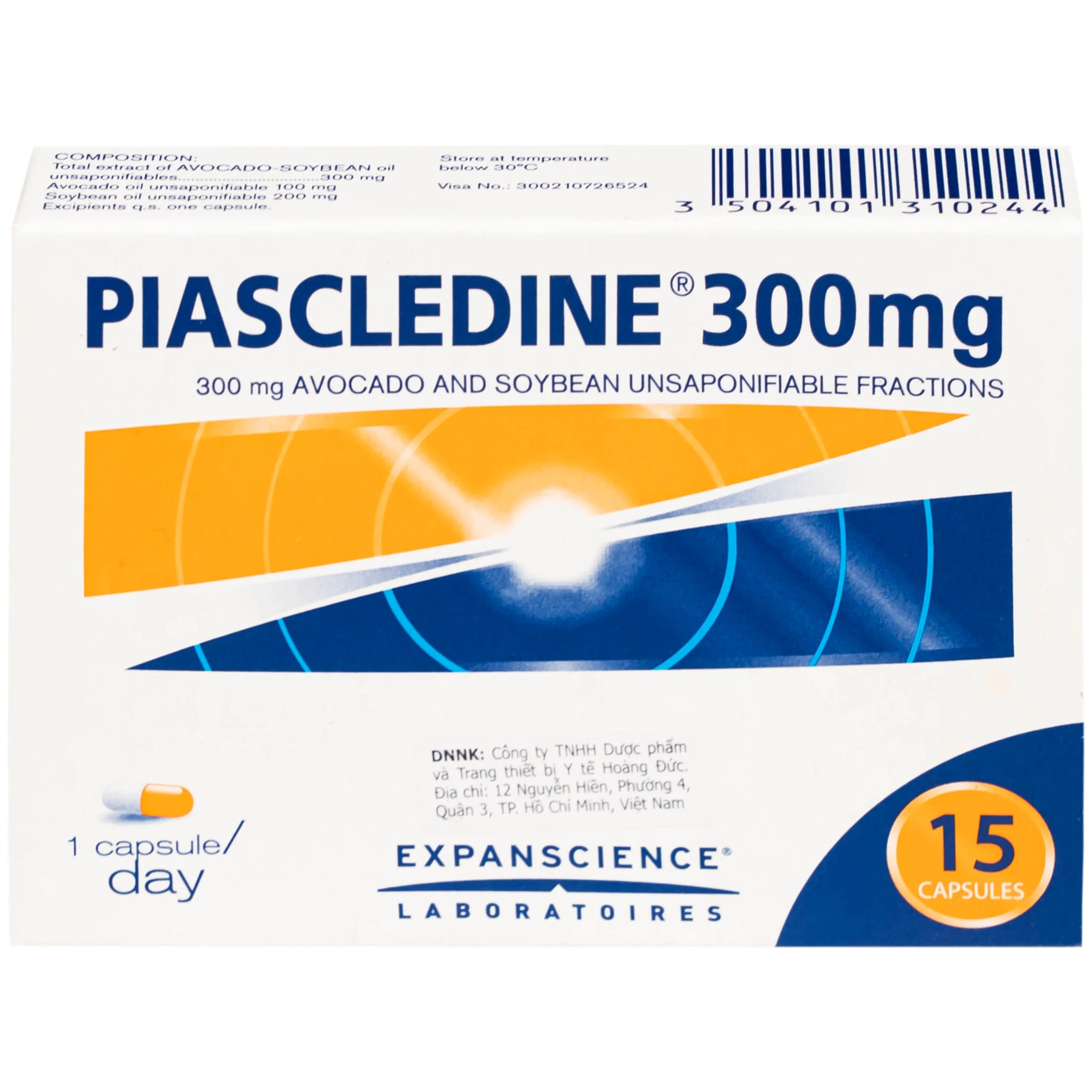 Thuốc Piascledine 300 điều trị viêm xương khớp hông và khớp gối  (1 vỉ x 15 viên)