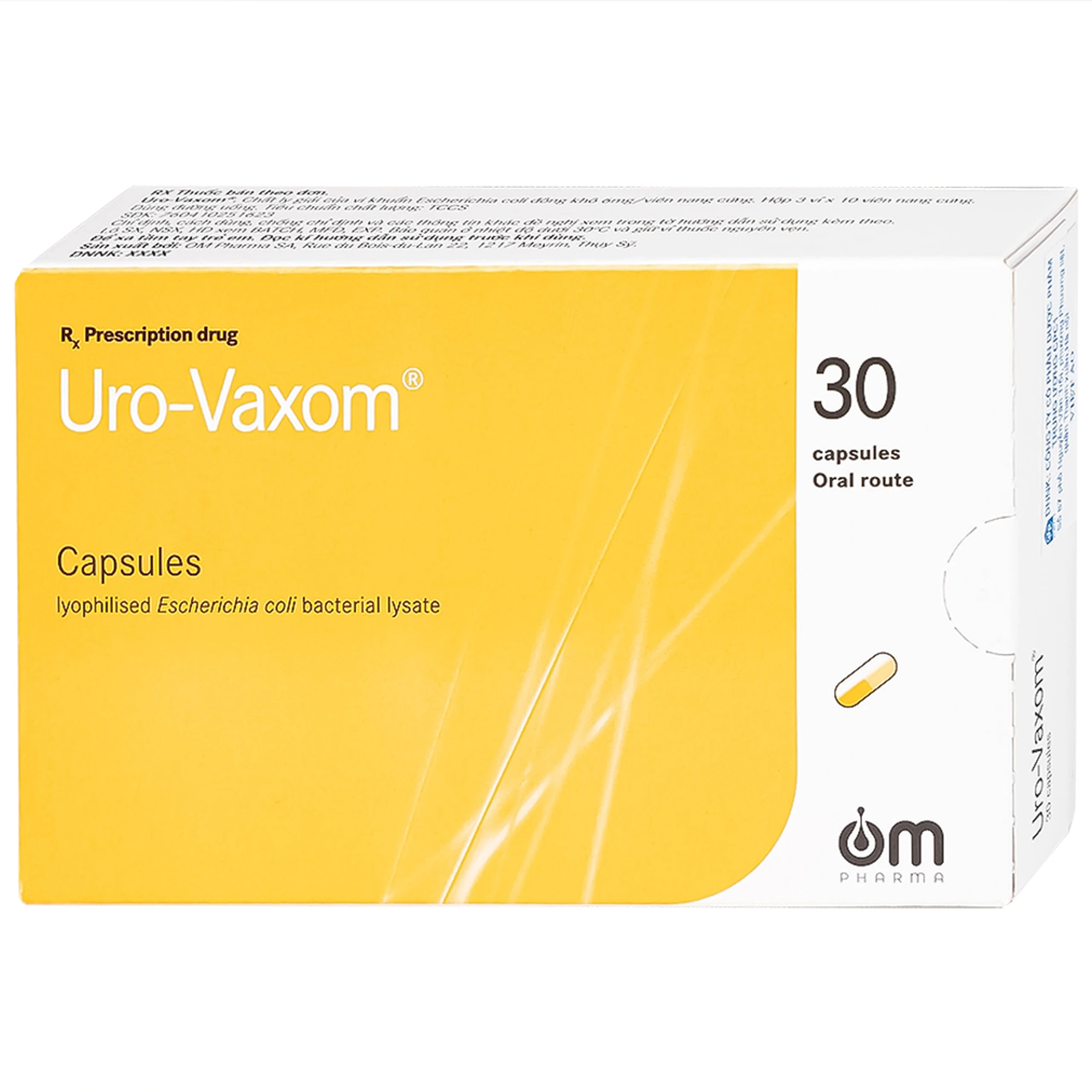Thuốc Uro-Vaxom OM Pharma tăng cường miễn dịch do nhiễm khuẩn đường tiết niệu (3 vỉ x 10 viên)