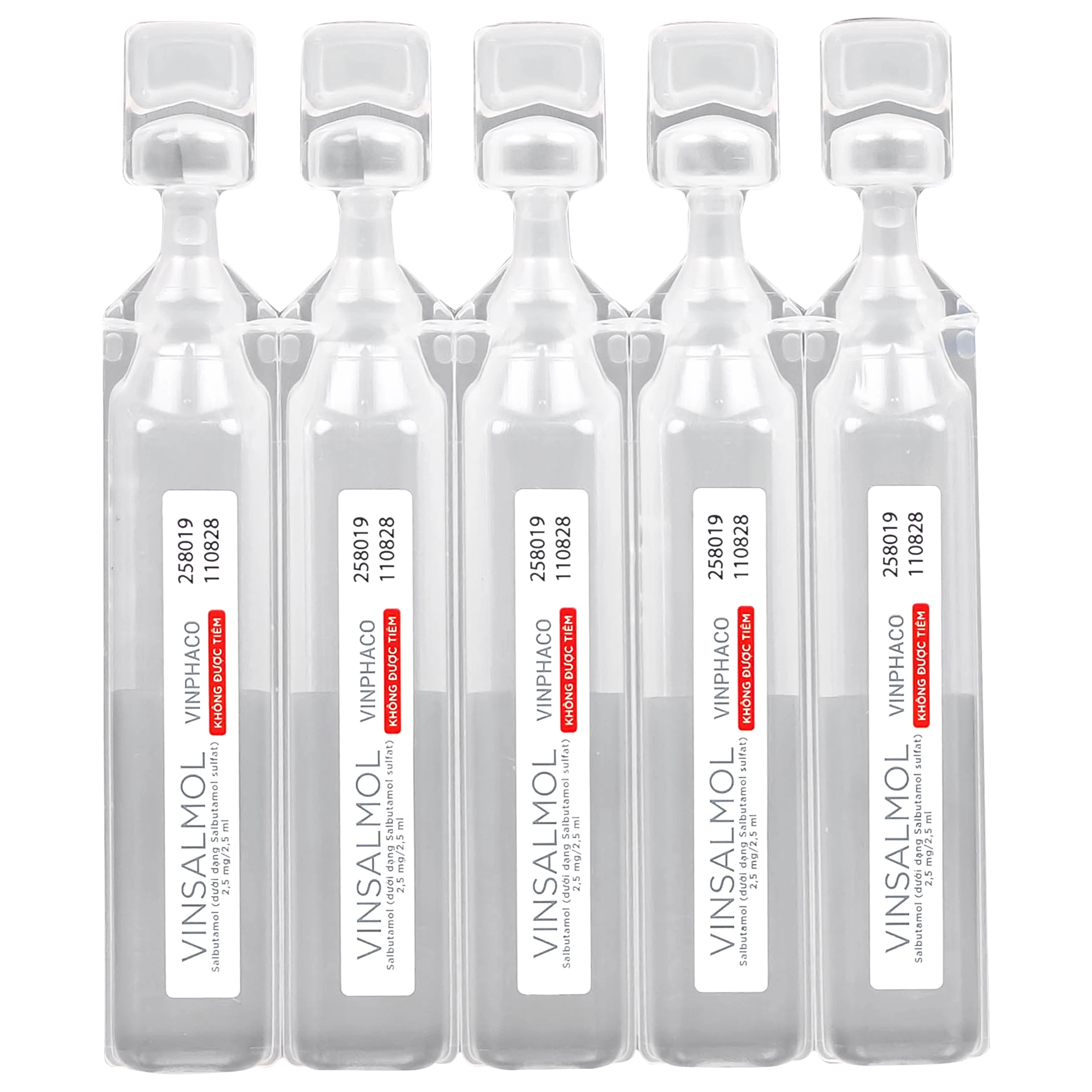 Thuốc Vinsalmol 2.5mg/2.5ml Vinphaco hỗ trợ kiểm soát co thắt phế quản mạn, hen ác tính (2 vỉ x 5 ống)