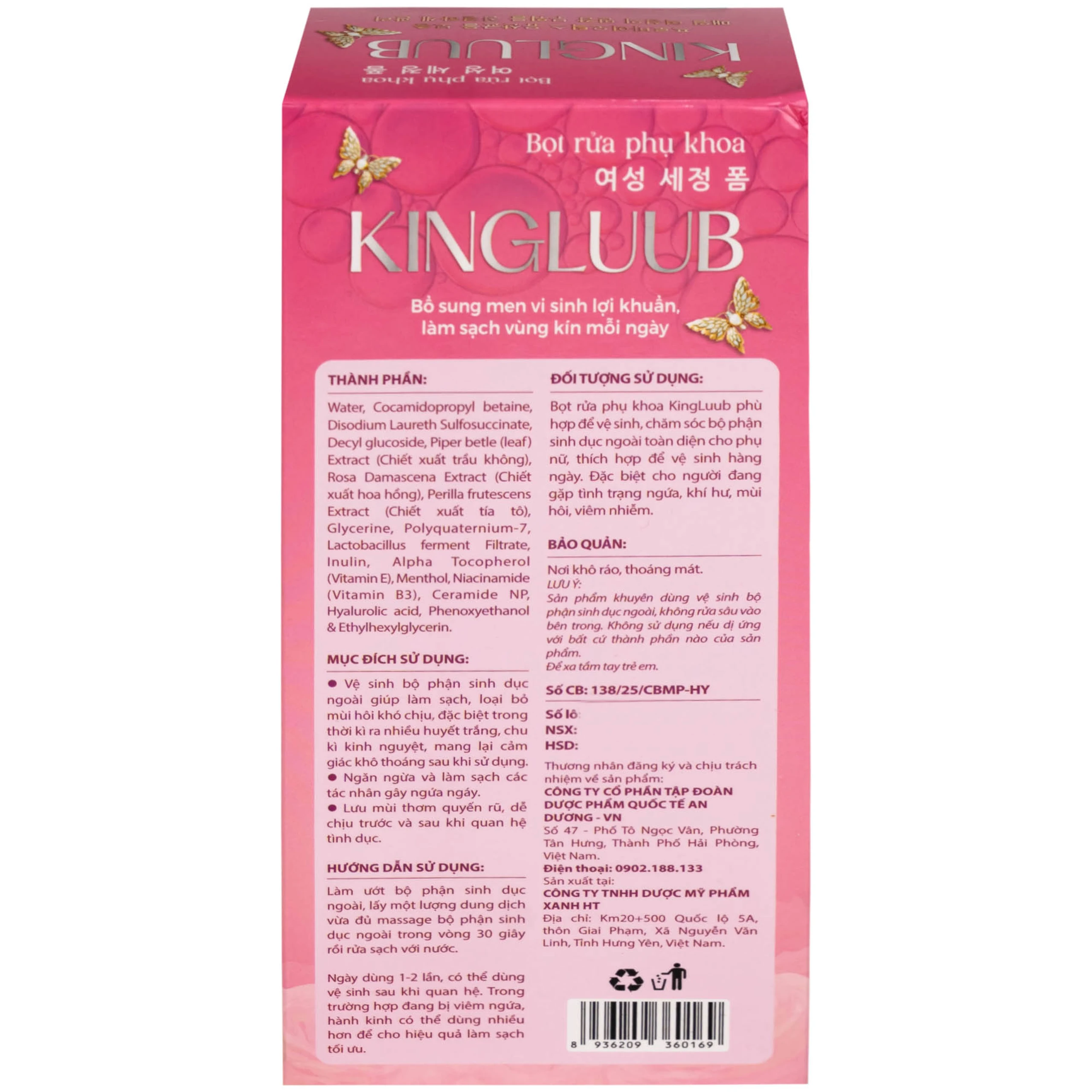 Bọt vệ sinh phụ nữ Kingluub làm sạch, khử mùi hương hoa hồng (100ml)