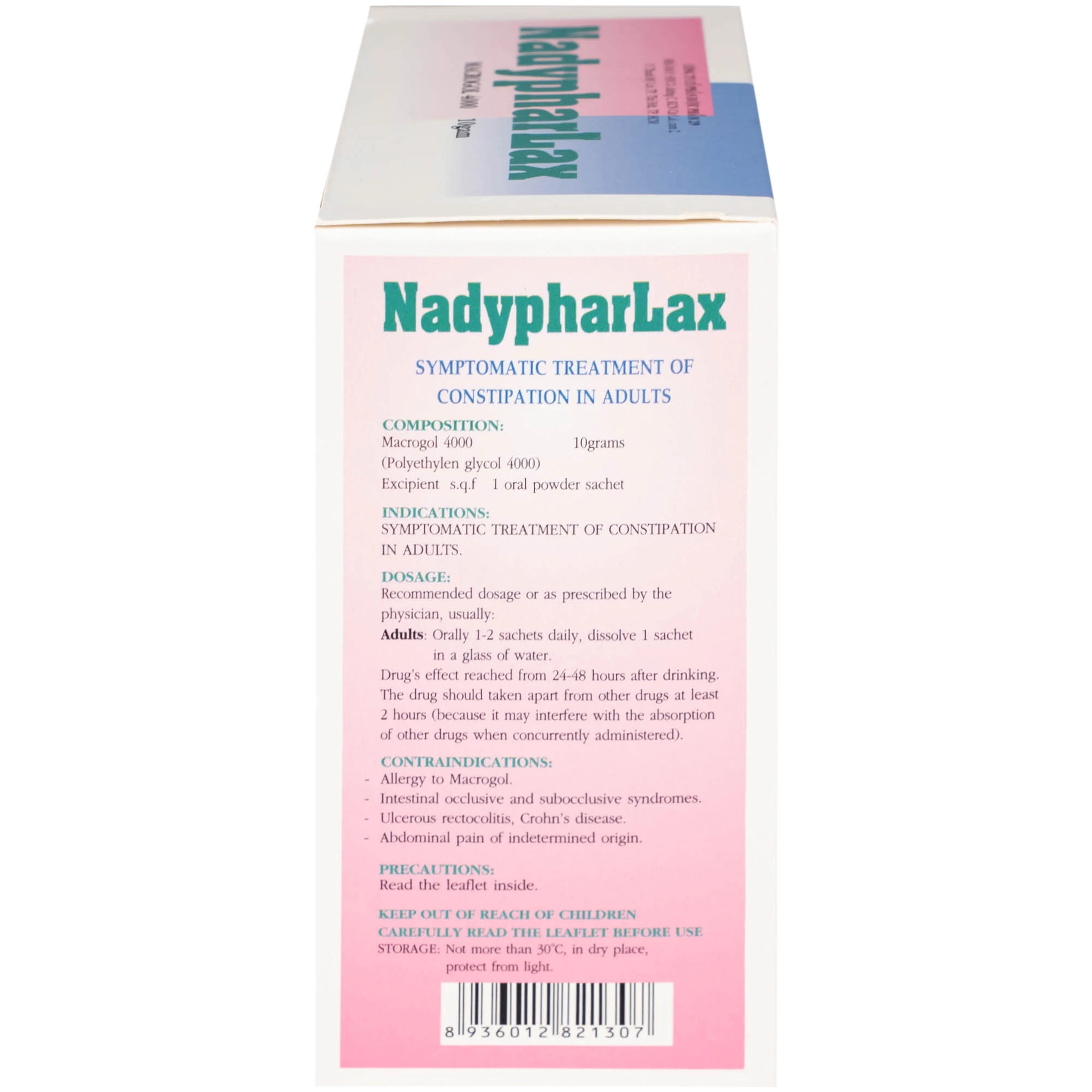 Thuốc NadypharLax 10g Nadyphar điều trị chứng táo bón ở người lớn (Hộp 20 gói)
