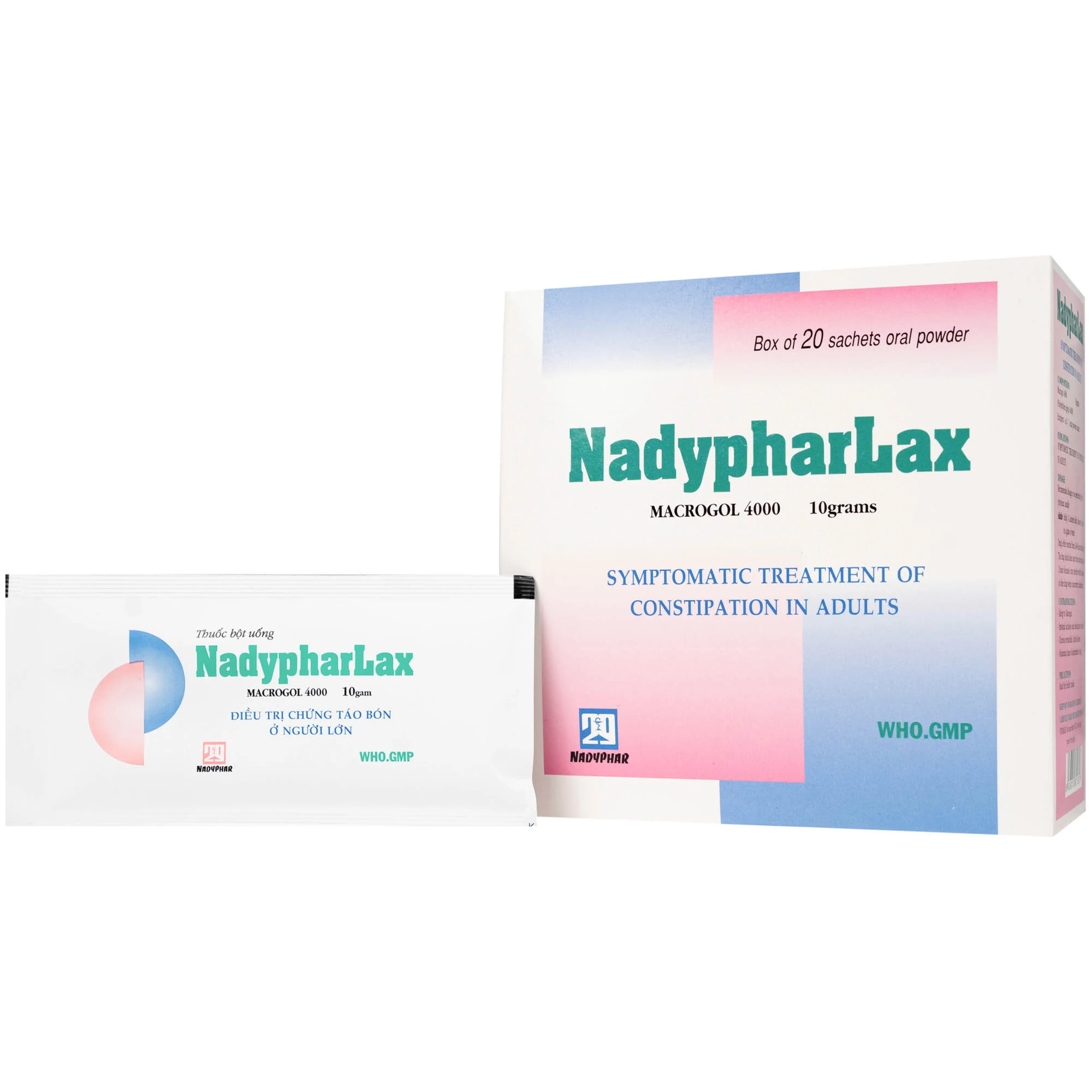 Thuốc NadypharLax 10g Nadyphar điều trị chứng táo bón ở người lớn (Hộp 20 gói)