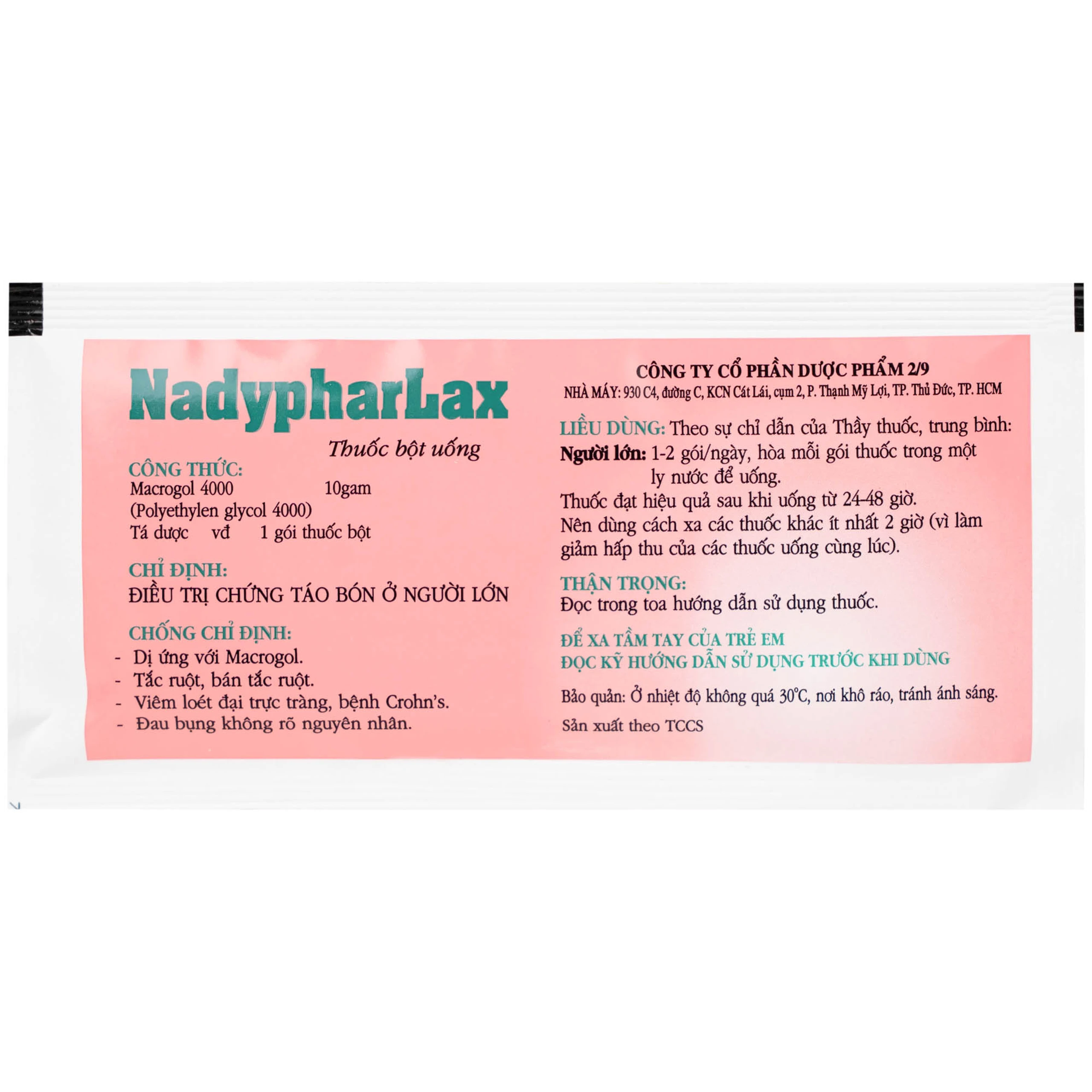 Thuốc NadypharLax 10g Nadyphar điều trị chứng táo bón ở người lớn (Hộp 20 gói)