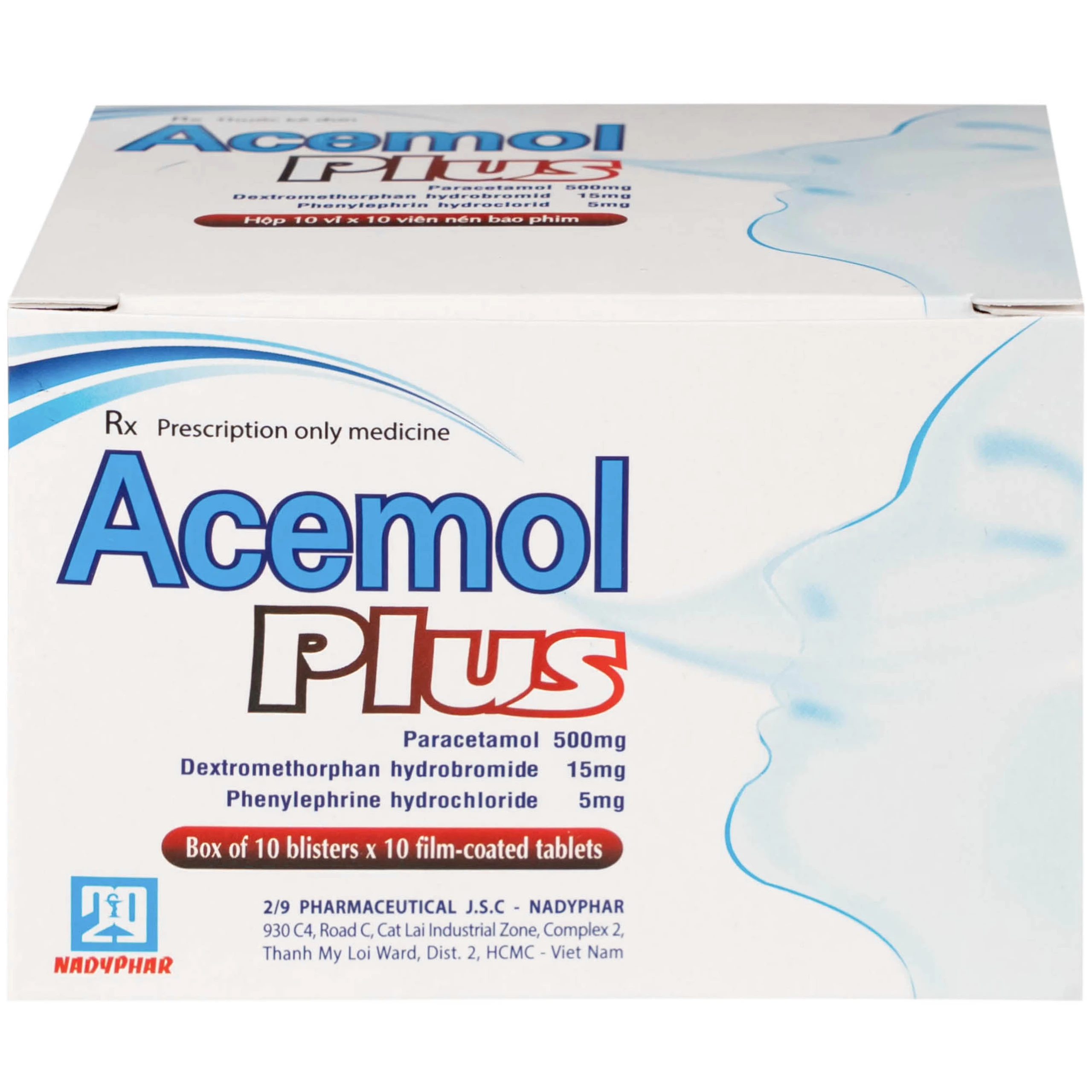 Thuốc Acemol Plus Nadyphar điều trị các triệu chứng của cảm cúm và cảm lạnh cho người lớn và trẻ em trên 12 tuổi (10 vỉ x 10 viên) 4