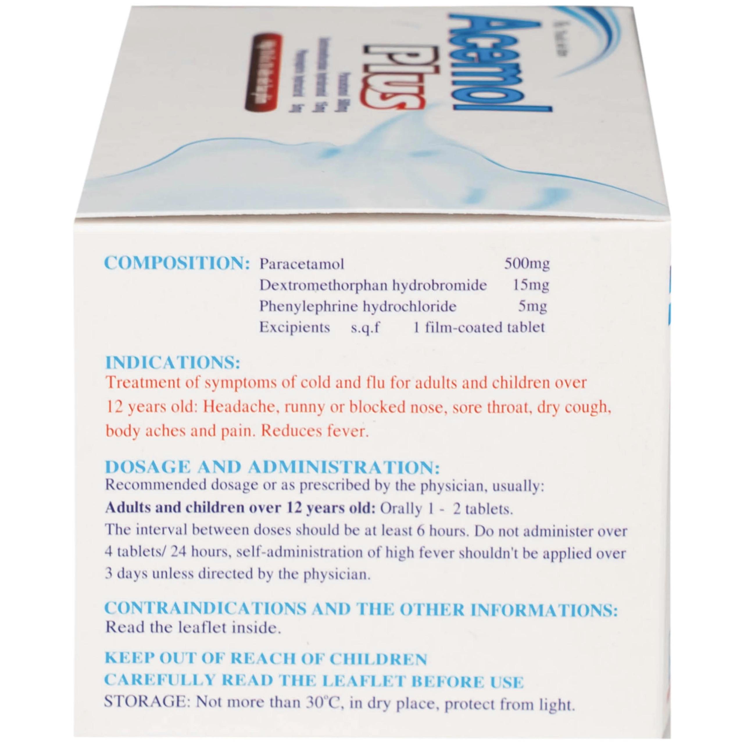 Thuốc Acemol Plus Nadyphar điều trị các triệu chứng của cảm cúm và cảm lạnh cho người lớn và trẻ em trên 12 tuổi (10 vỉ x 10 viên) 5