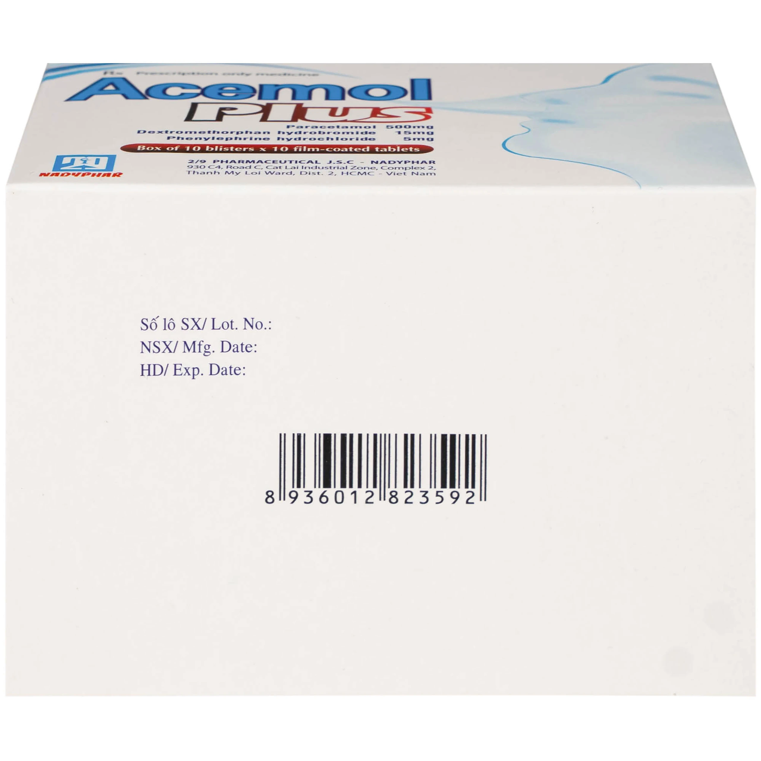 Thuốc Acemol Plus Nadyphar điều trị các triệu chứng của cảm cúm và cảm lạnh cho người lớn và trẻ em trên 12 tuổi (10 vỉ x 10 viên) 7
