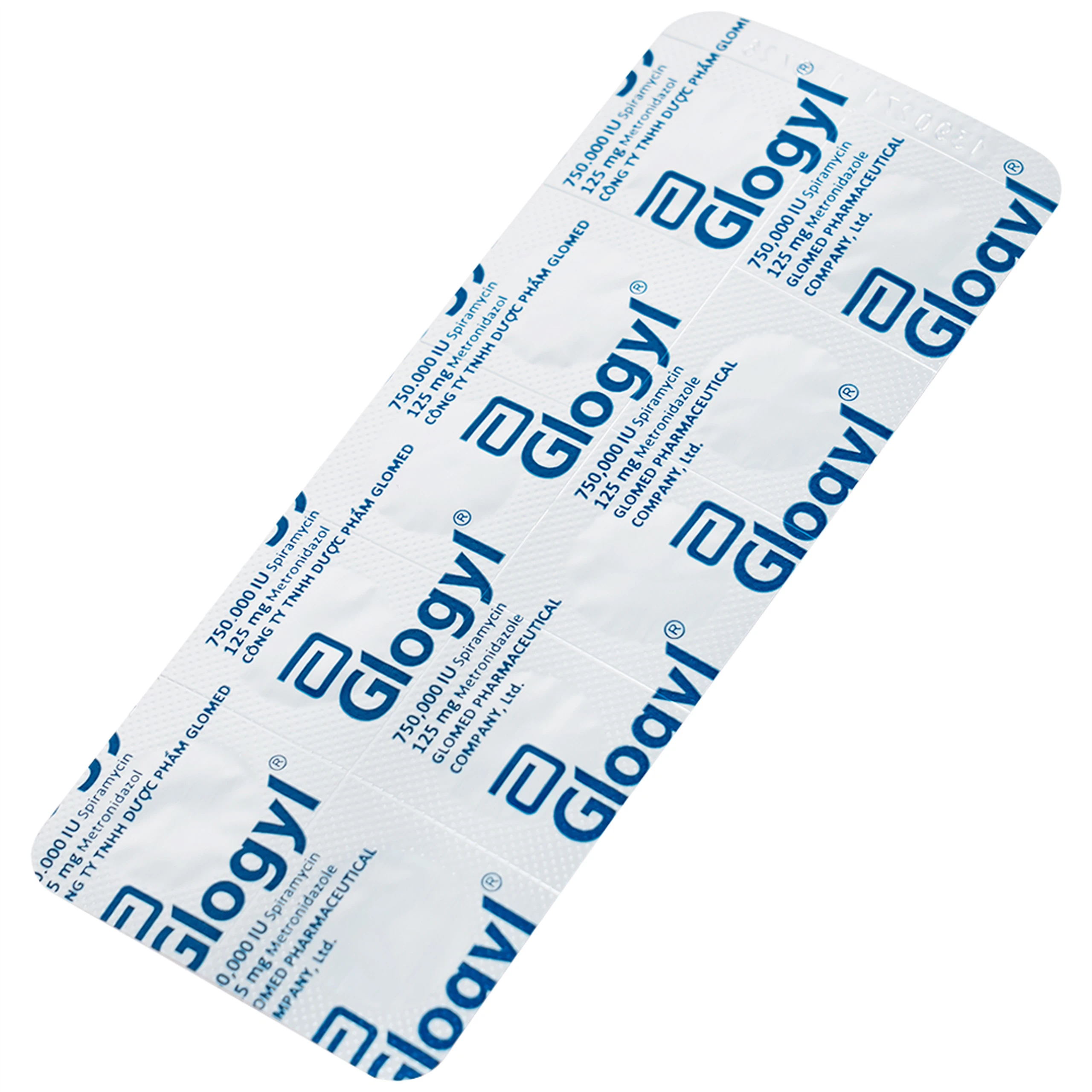 Viên nén Glogyl Glomed điều trị nhiễm khuẩn răng miệng cấp tính, mạn tính (2 vỉ x 10 viên)