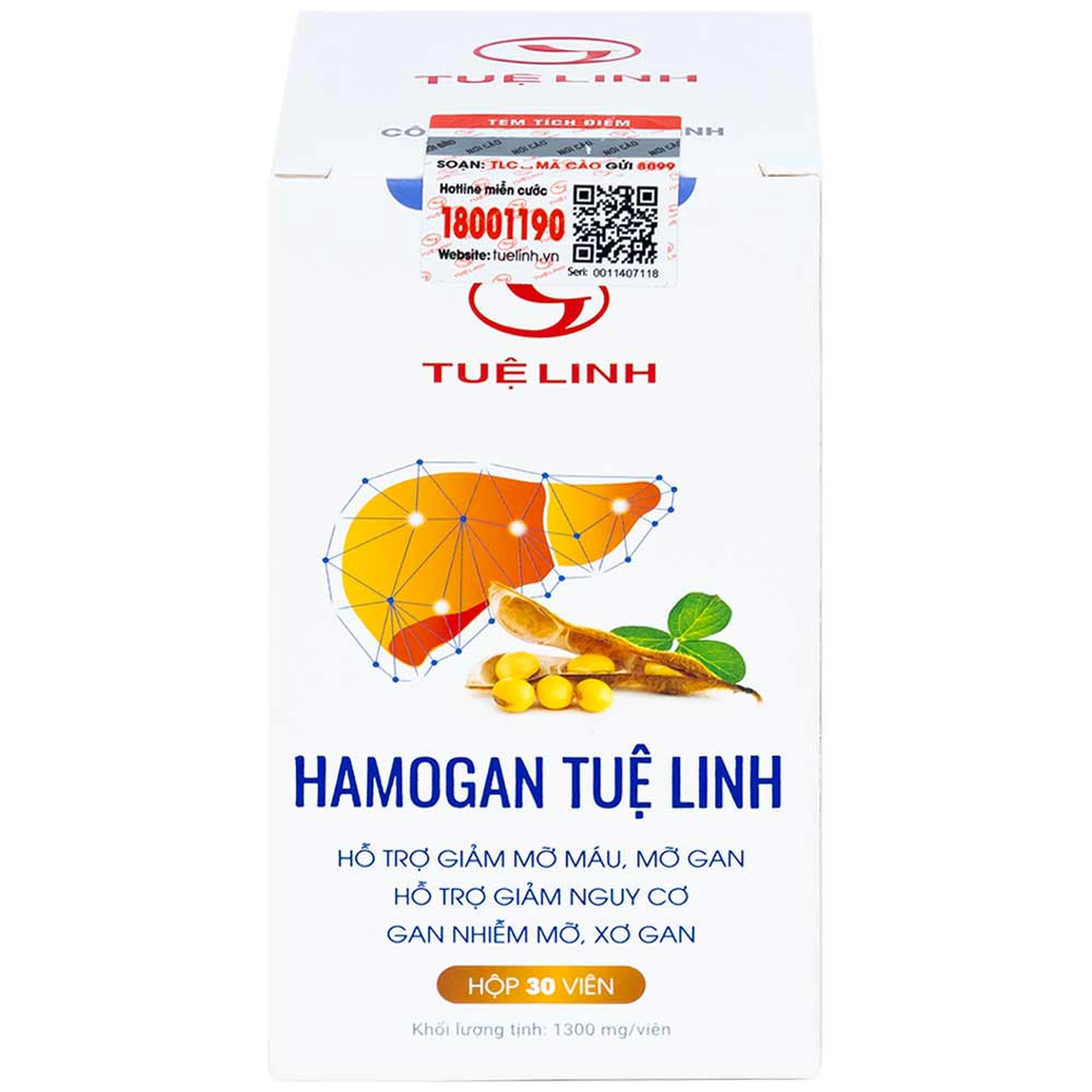 Viên hỗ trợ giảm mỡ máu, mỡ gan Hamogan Tuệ Linh (30 viên)