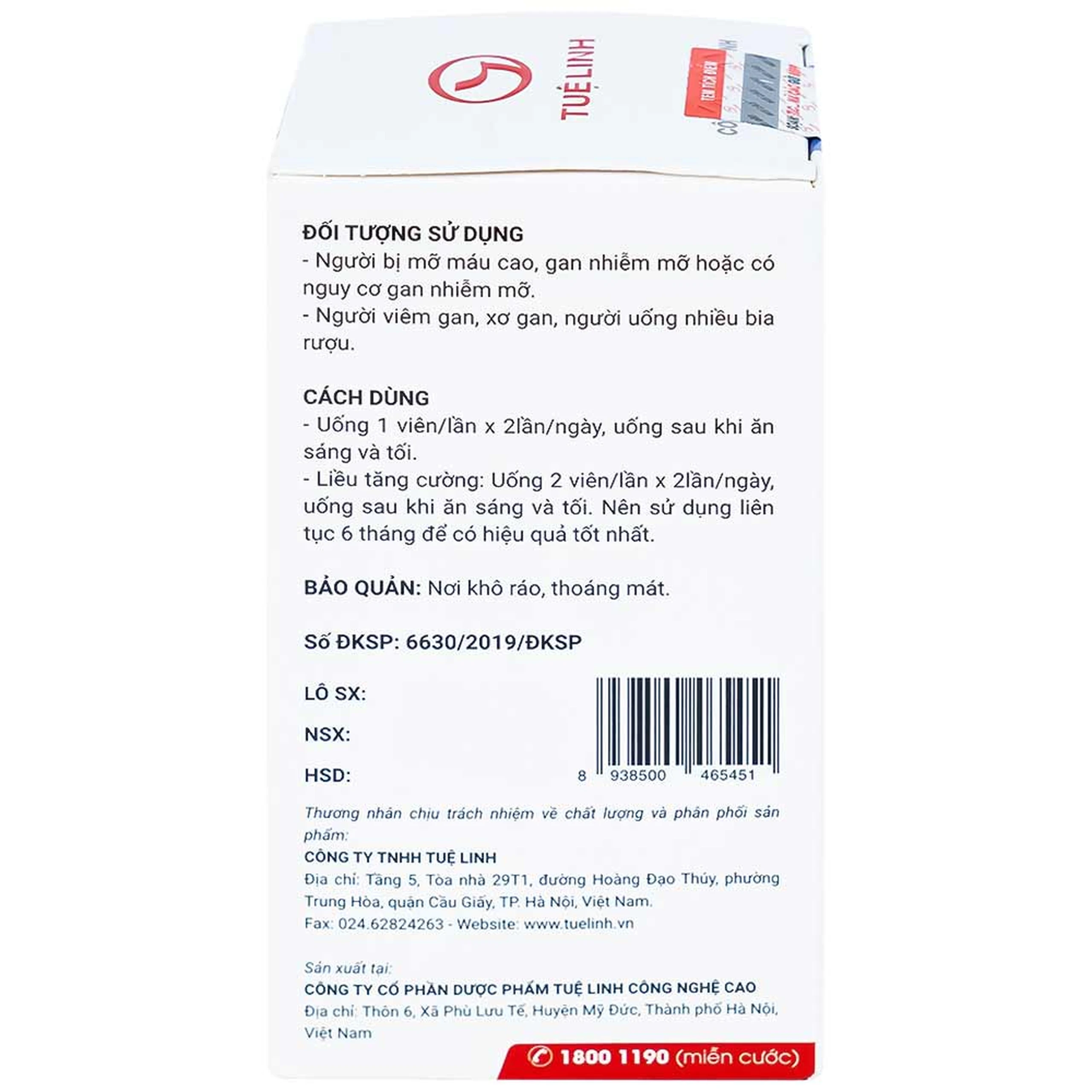 Viên hỗ trợ giảm mỡ máu, mỡ gan Hamogan Tuệ Linh (30 viên)