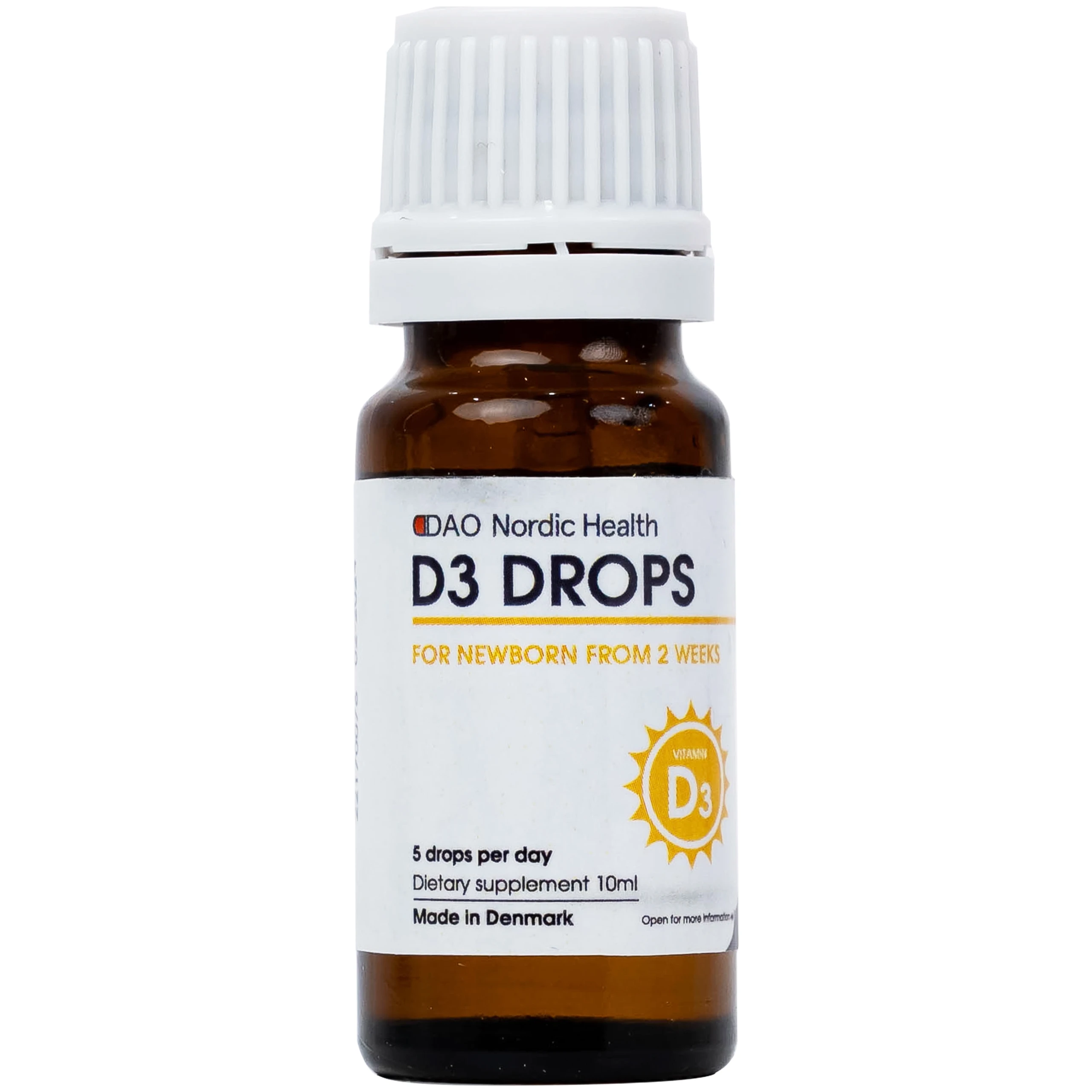 Dung dịch hỗ trợ phát triển xương, răng cho trẻ D3 Drops DAO Nordic Health (10ml)