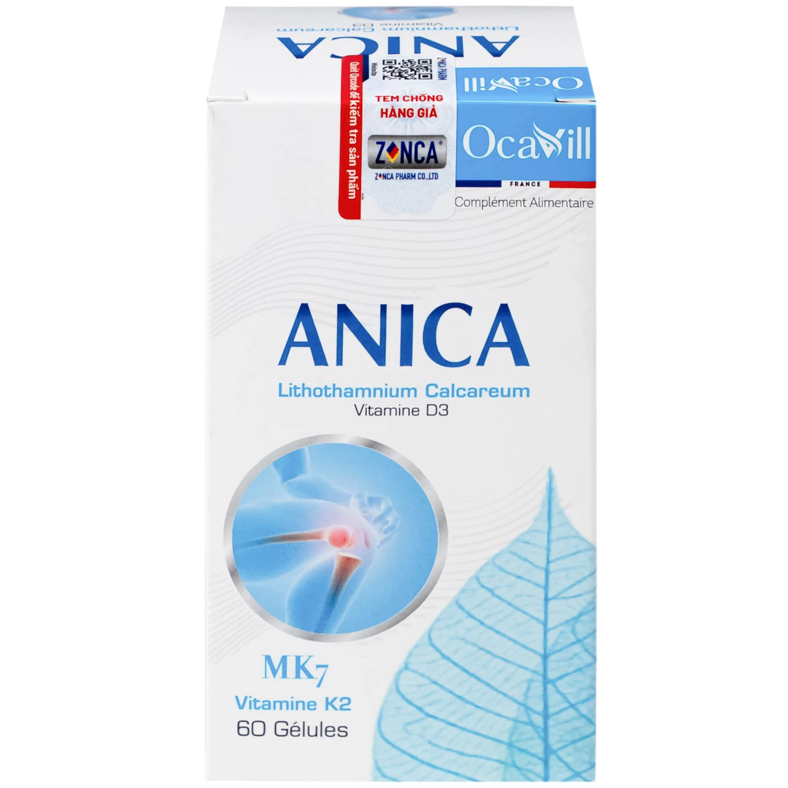 Viên uống bổ sung Canxi và Vitamin D3, K2, giúp xương răng chắc khỏe Anica Ocavill (60 viên)