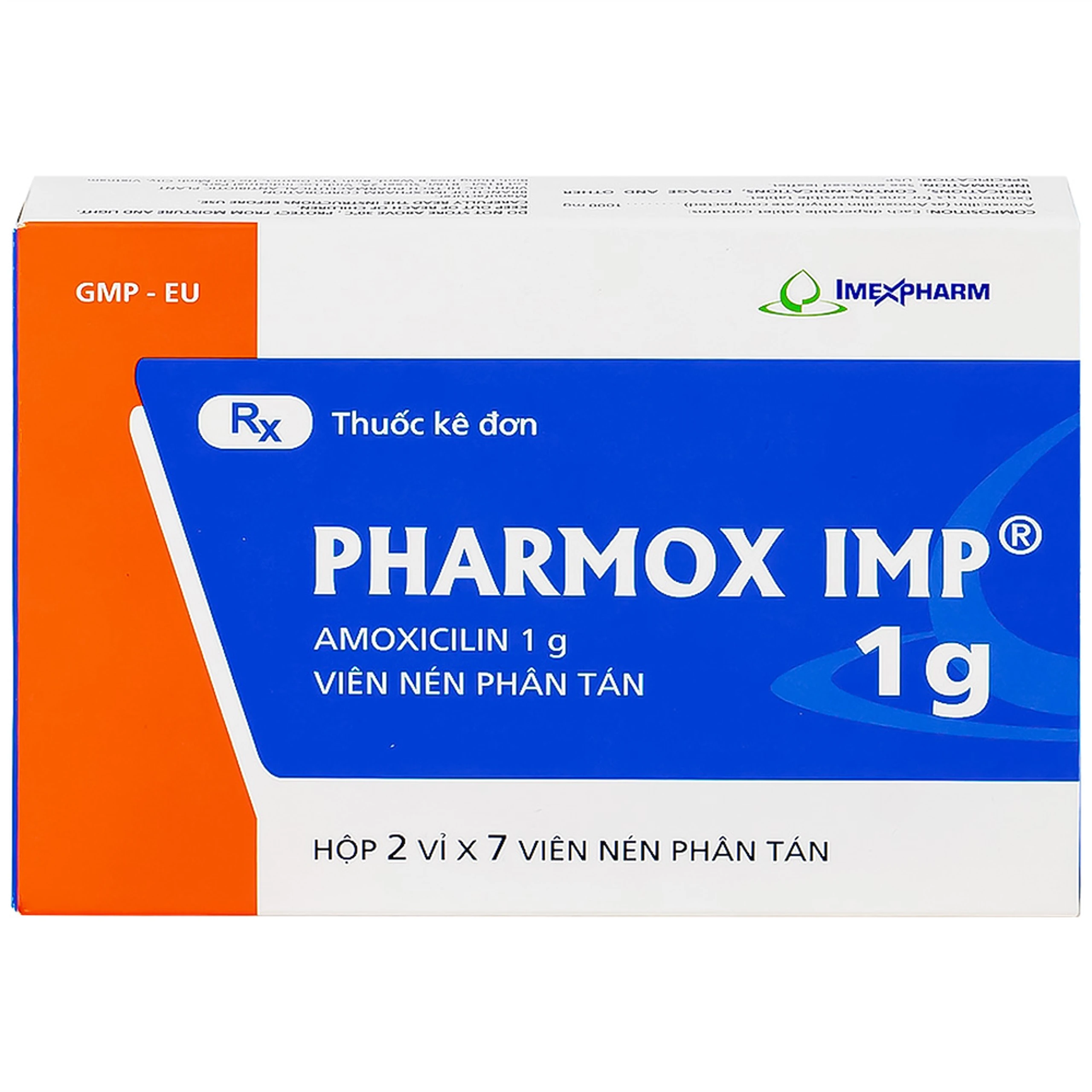 Thuốc Pharmox IMP 1g Imexpharm điều trị nhiễm khuẩn (2 vỉ x 7 viên)