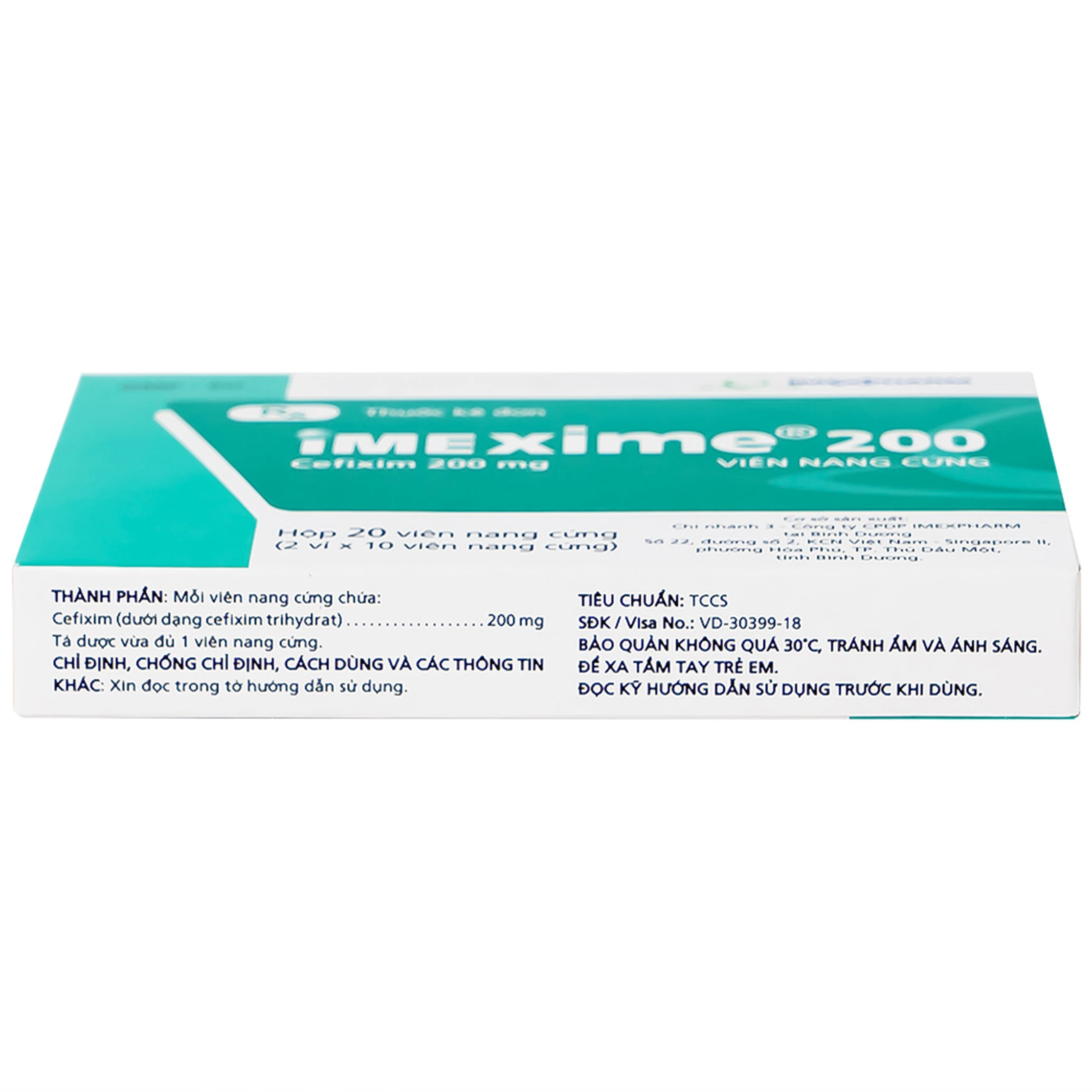 Thuốc Imexime 200 Imexpharm điều trị nhiễm khuẩn đường tiết niệu, viêm thận - bể thận (2 vỉ x 10 viên)