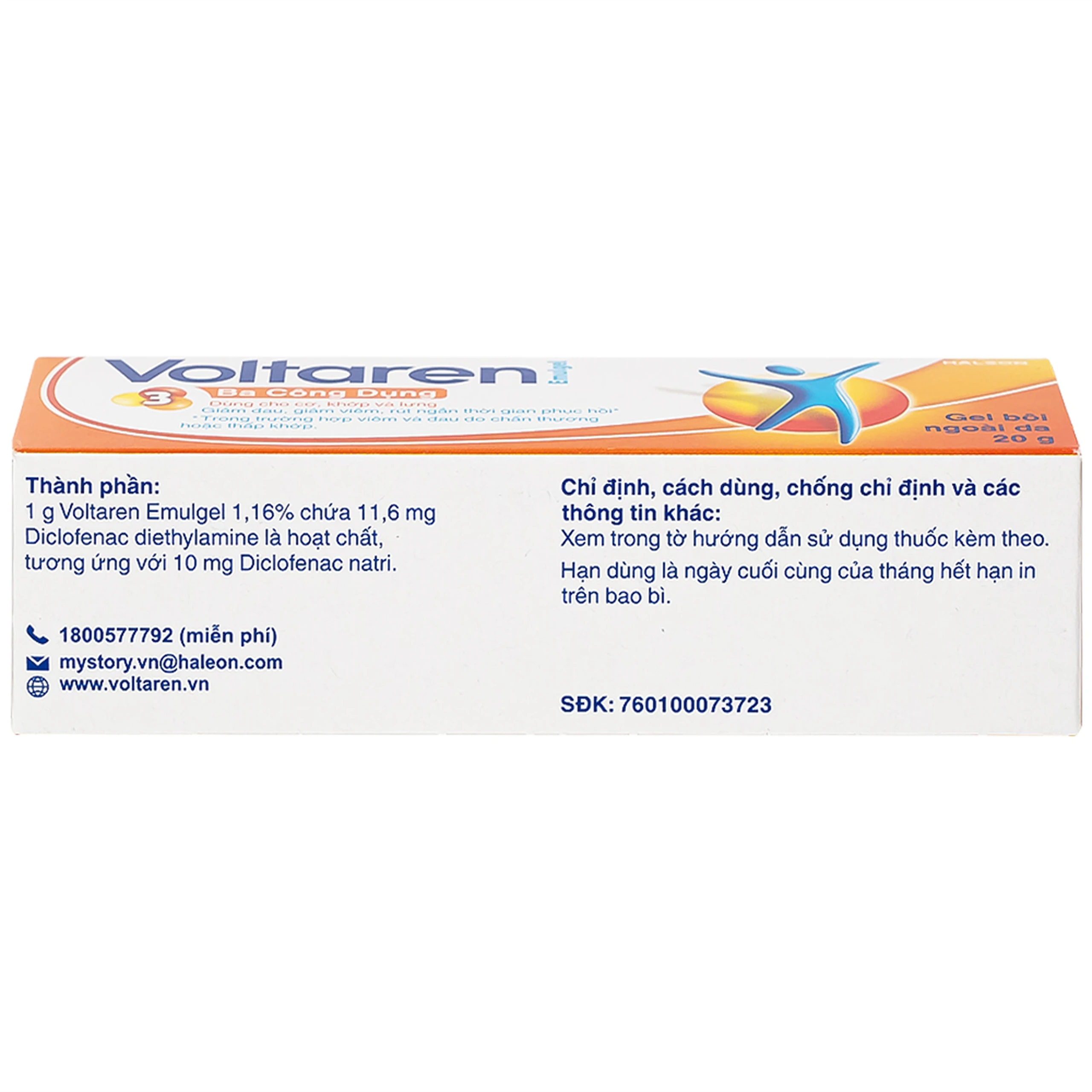 Gel bôi Voltaren Emulgel Novartis điều trị giảm đau do chấn thương hoặc thấp khớp (20g)