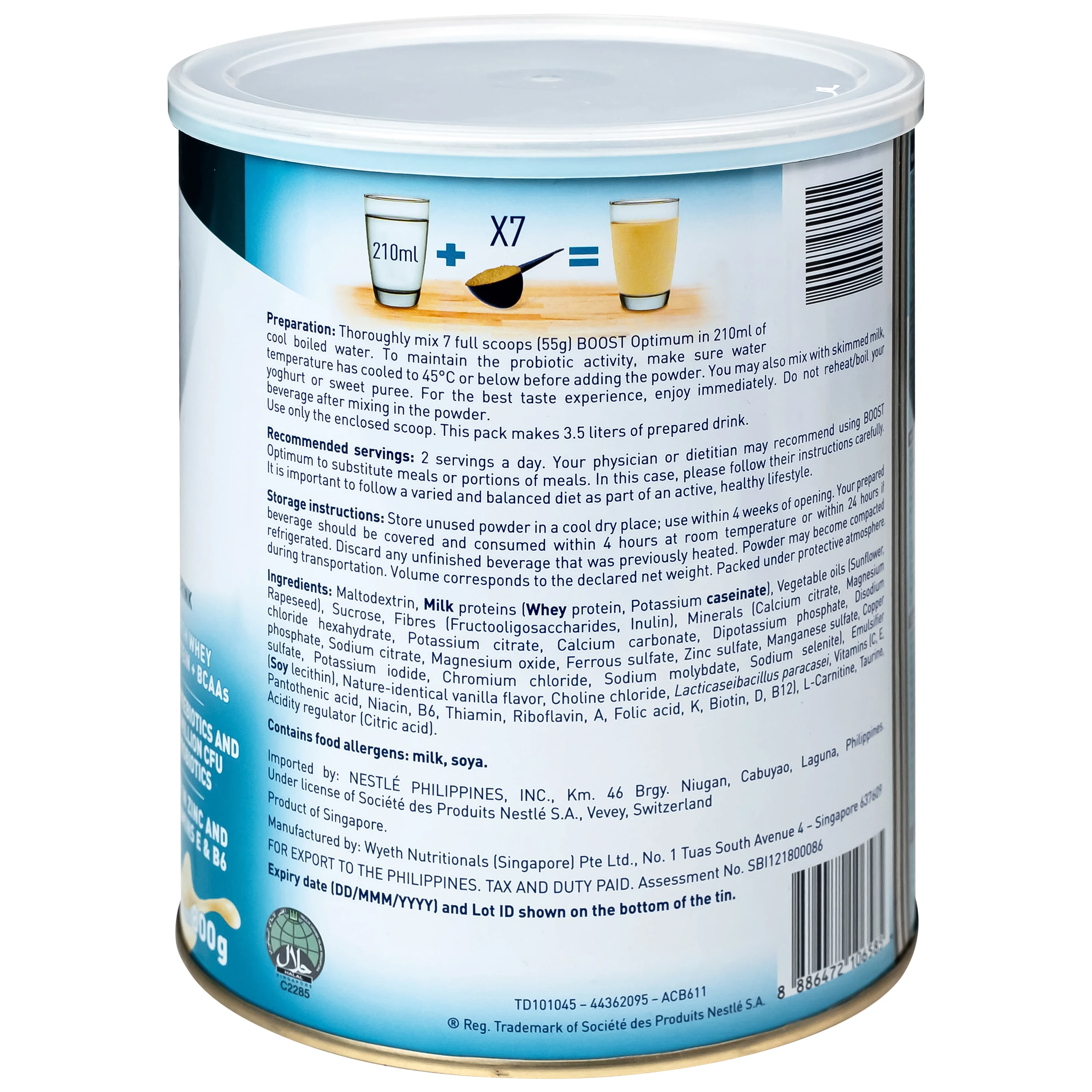 Sữa bổ sung vitamin khoáng chất cho cơ thể Boost Optimum Nestlé (800g)