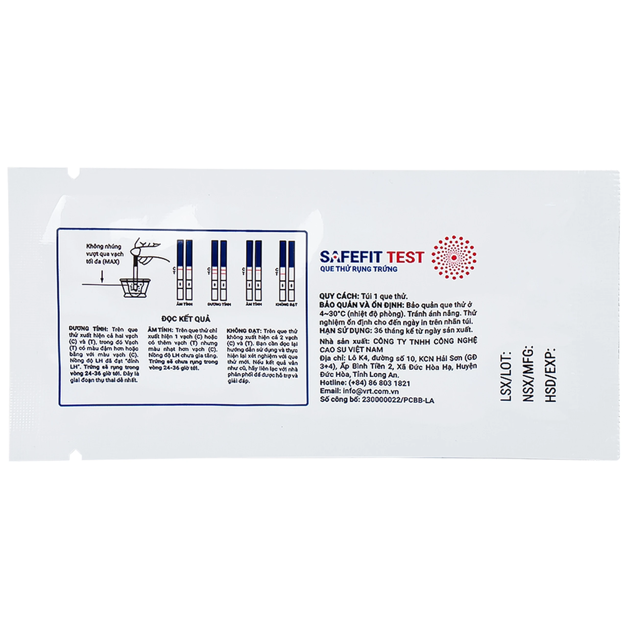 Que thử rụng trứng Safefit test (7 cái) dùng xác định ngày rụng trứng nhanh chóng, đơn giản