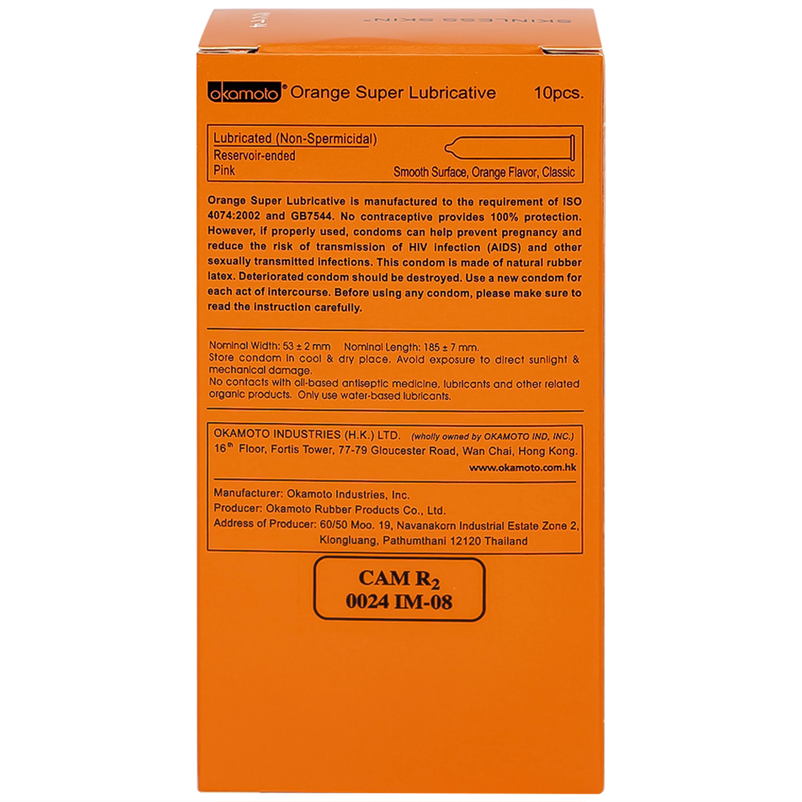 Bao cao su Okamoto Skinless skin Orange mềm mại, dẻo dai (10 cái)