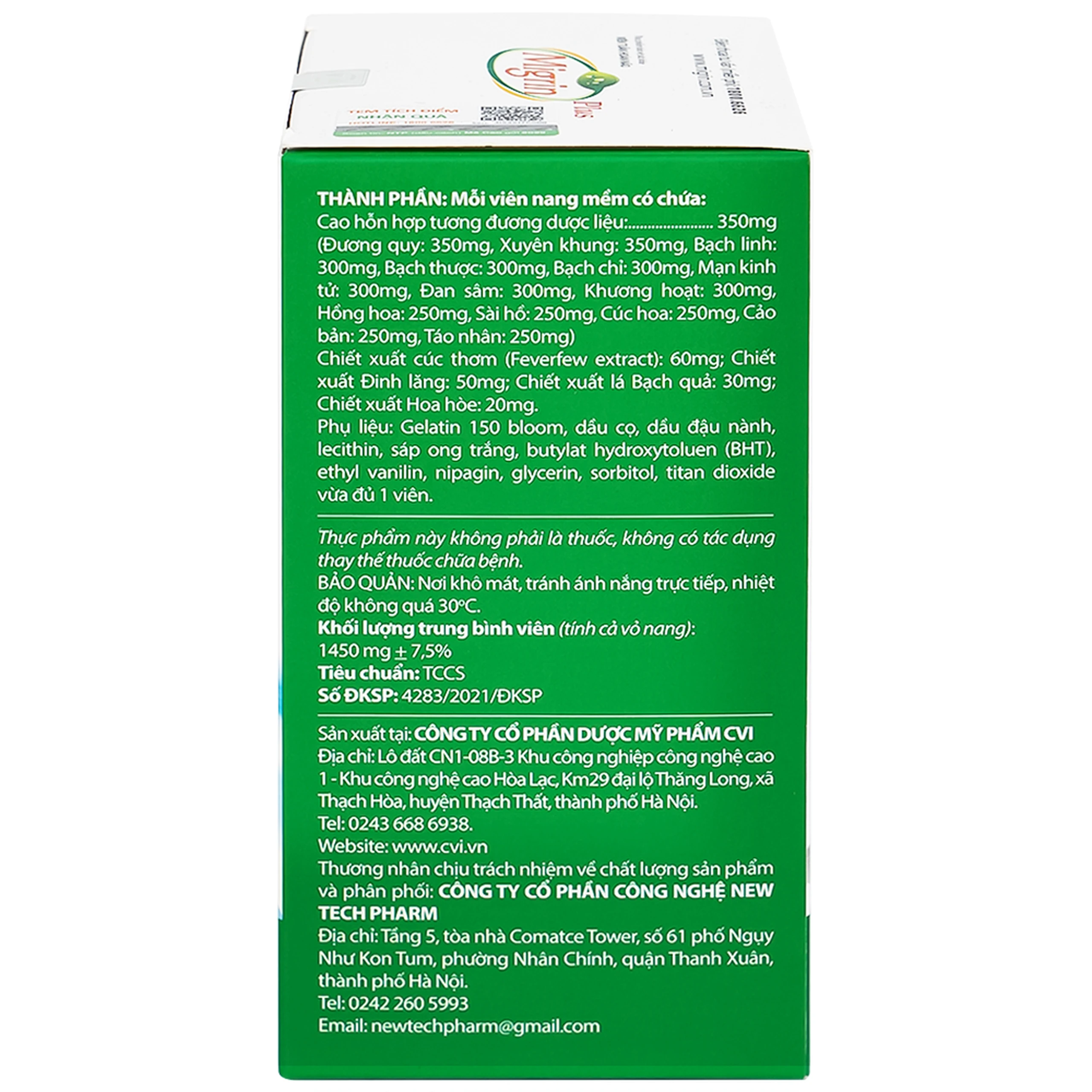 Viên hỗ trợ hoạt huyết Migrin Plus CVI (6 vỉ x 10 viên)