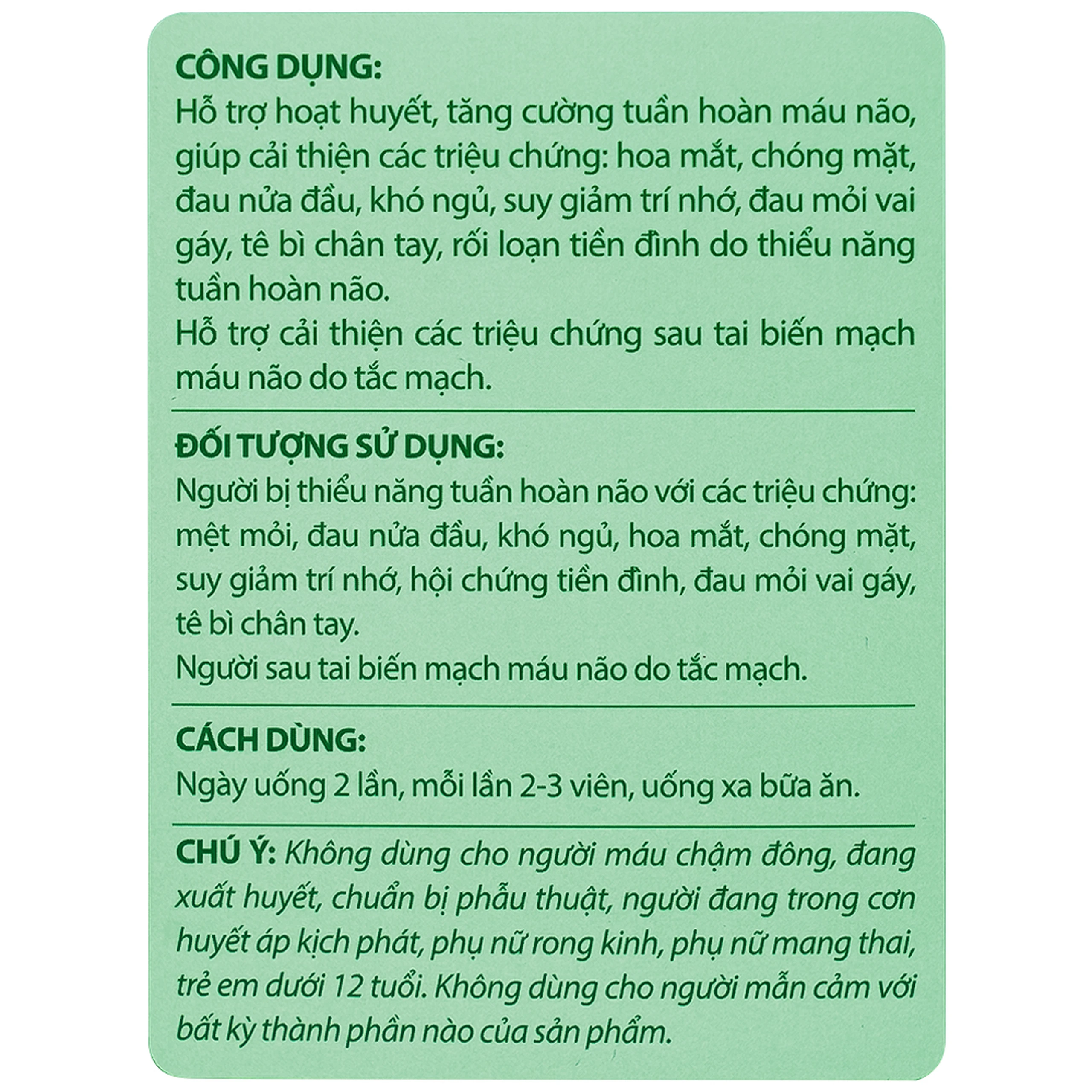 Viên hỗ trợ hoạt huyết Migrin Plus CVI (6 vỉ x 10 viên)