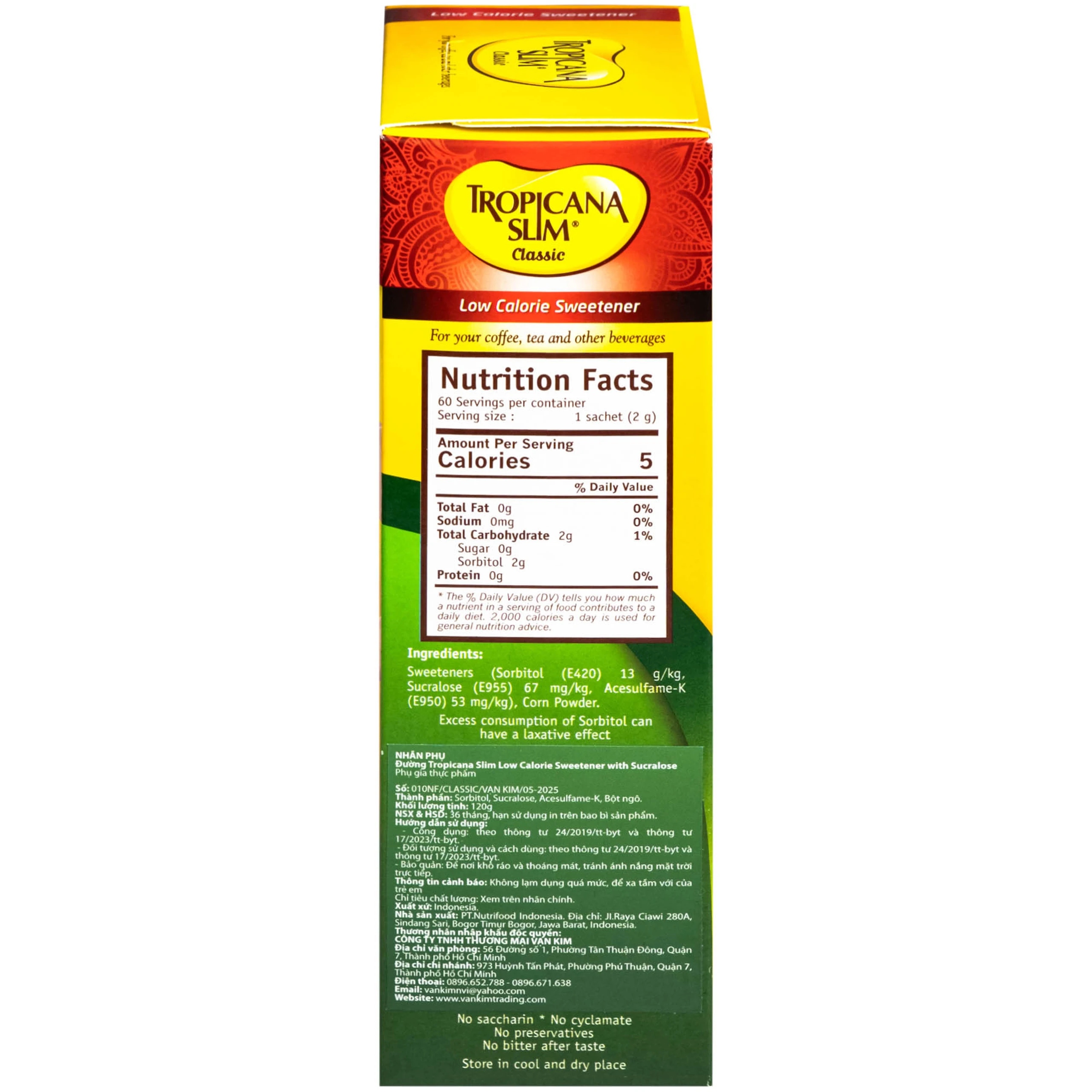 Đường Ăn Kiêng Tropicana Slim Classic (50 gói x 2g)