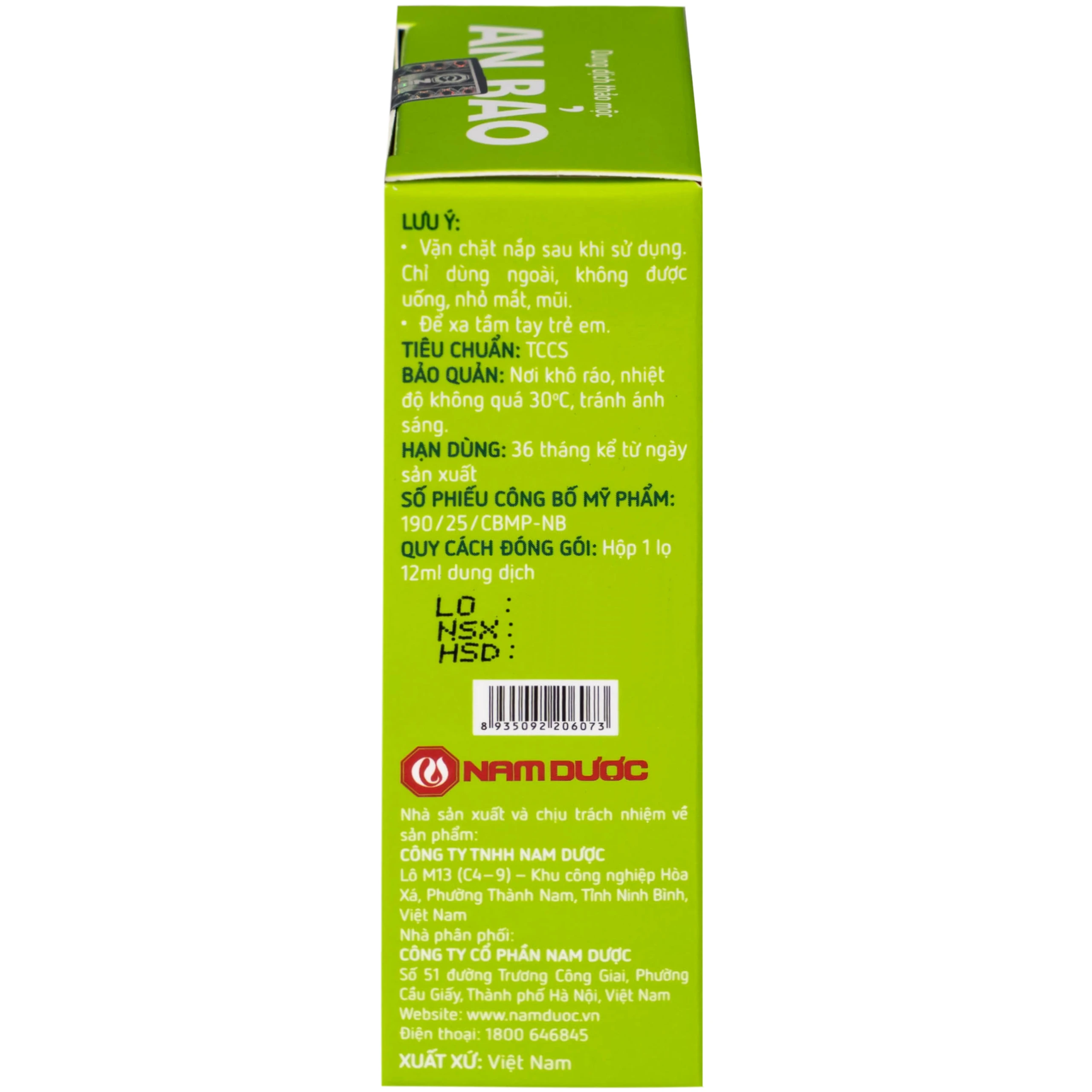 Gel bôi da An Bảo Nam Dược giảm ngứa, dịu nhẹ cho bé (12ml)