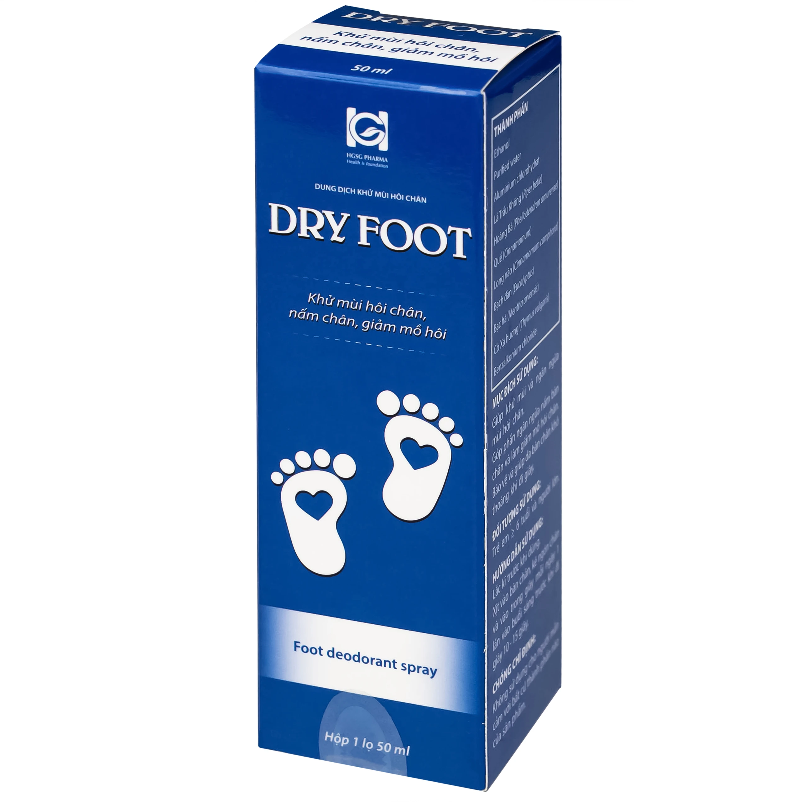 Xịt khử mùi Dry foot HGSG 50ml giúp khử mùi và ngăn ngừa hôi chân, nấm chân, giảm mồ hôi