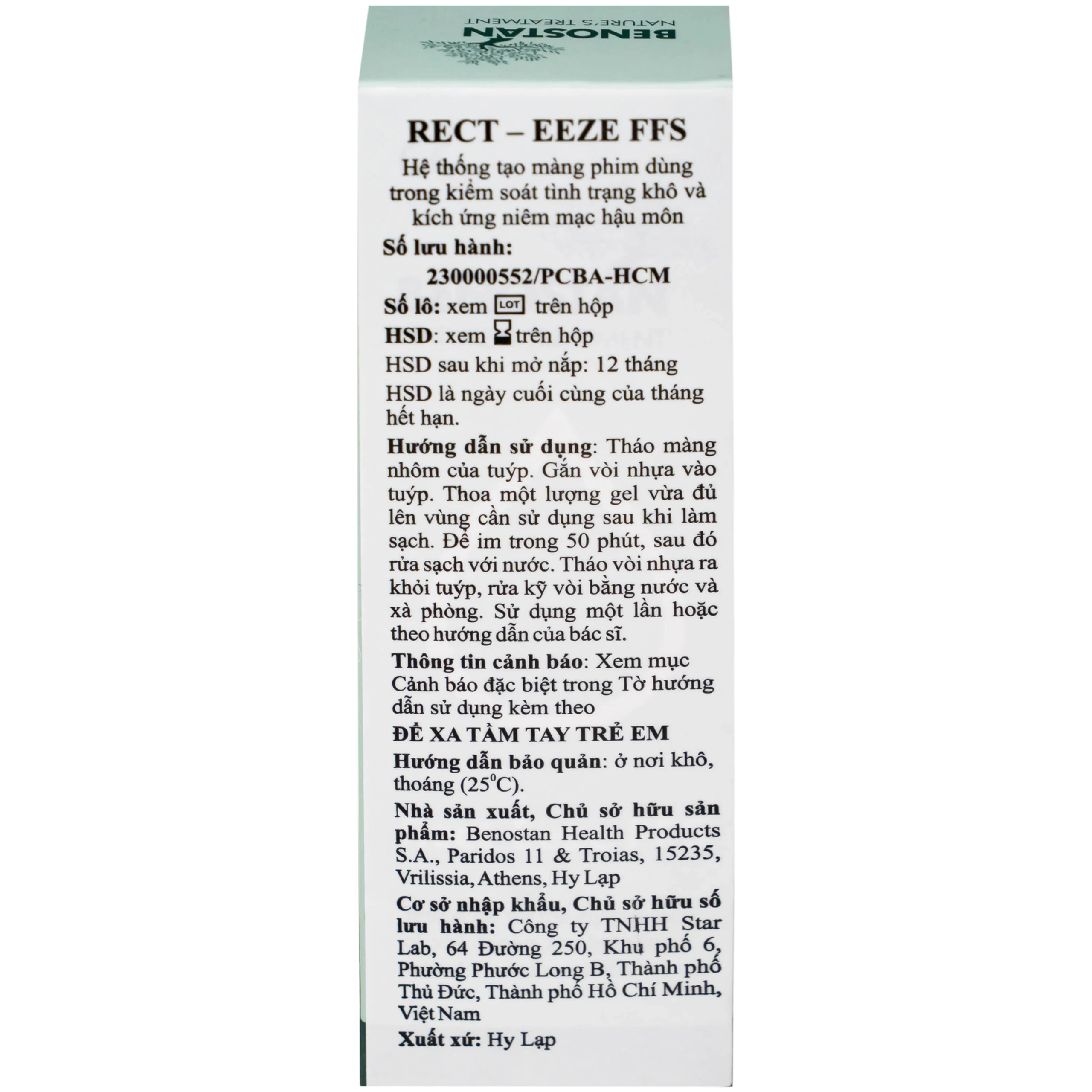 Kem bôi hậu môn Benostan 30ml giảm khô và kích ứng niêm mạc hậu môn