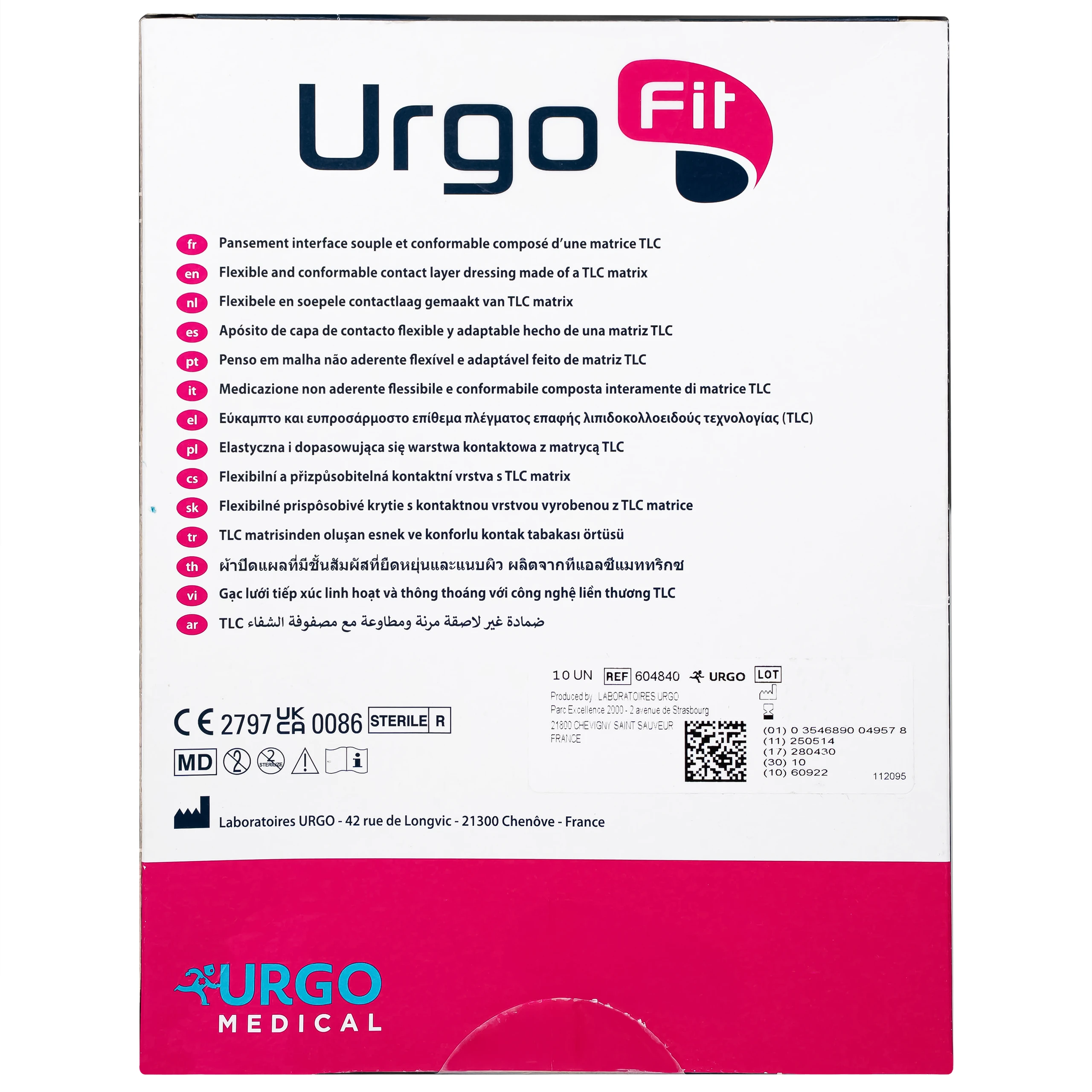 Gạc lưới linh hoạt ôm sát Urgofit 10x10cm (10 miếng) hỗ trợ kích thích làm lành vết thương cấp và mãn tính