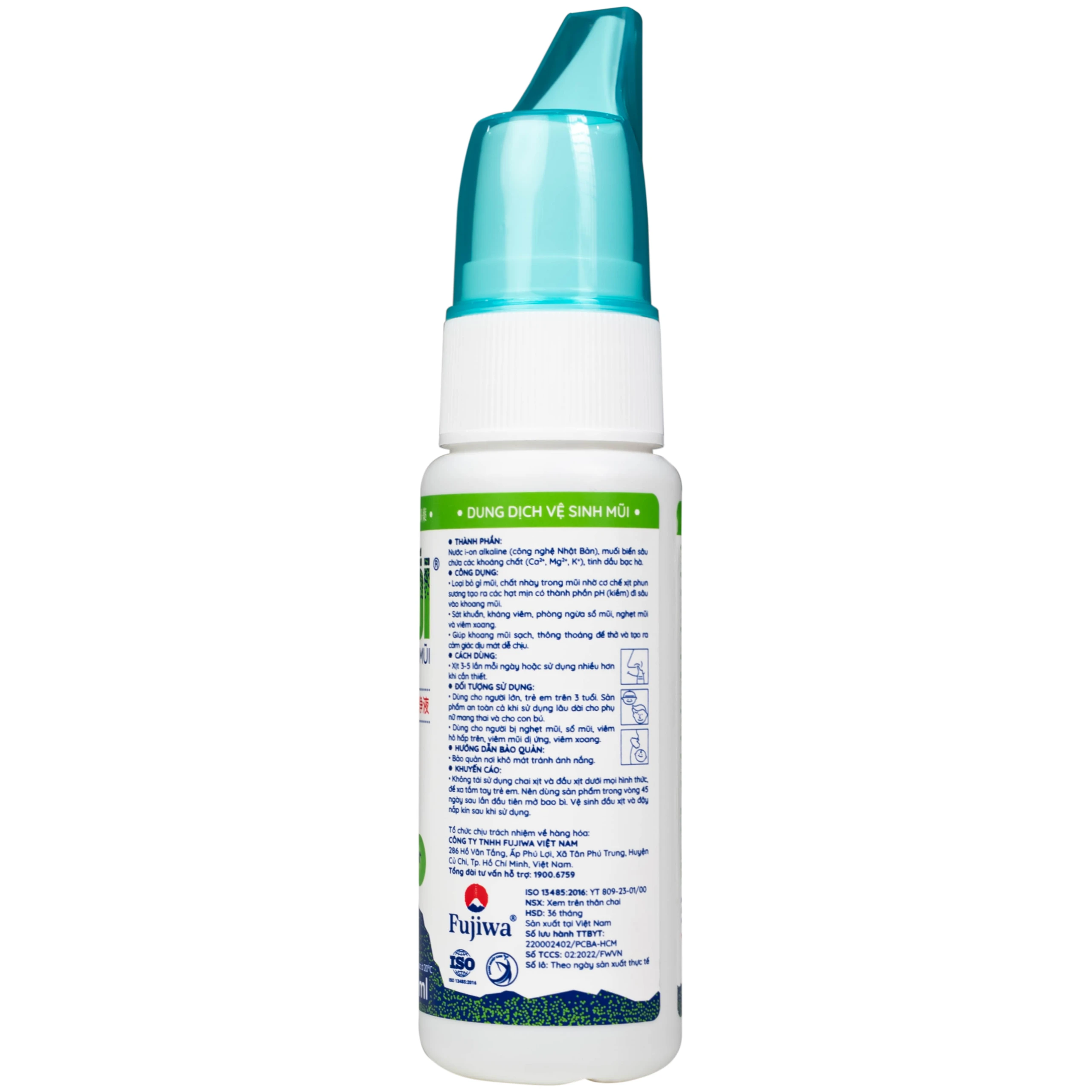 Xịt mũi ion muối Fujiwa 90ml giúp làm sạch, giảm viêm, phòng ngừa sổ mũi