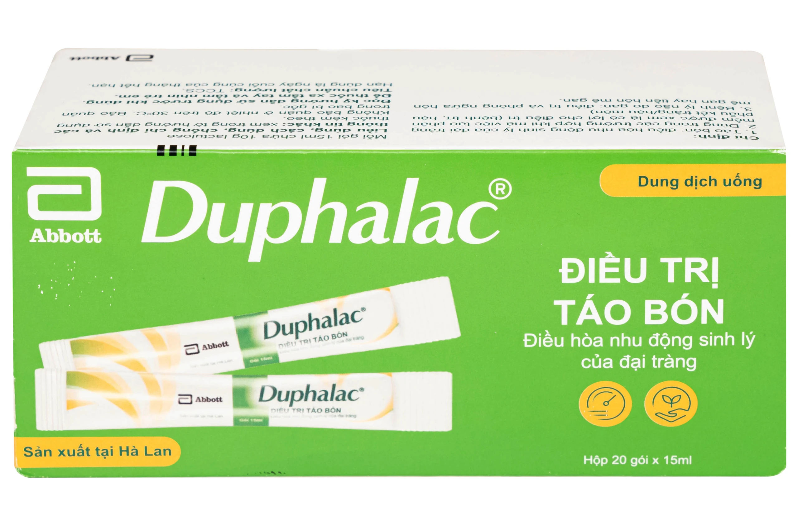 Thuốc Duphalac Abbott điều trị táo bón, điều hòa nhu động sinh lý của đại tràng (20 gói x 15ml)