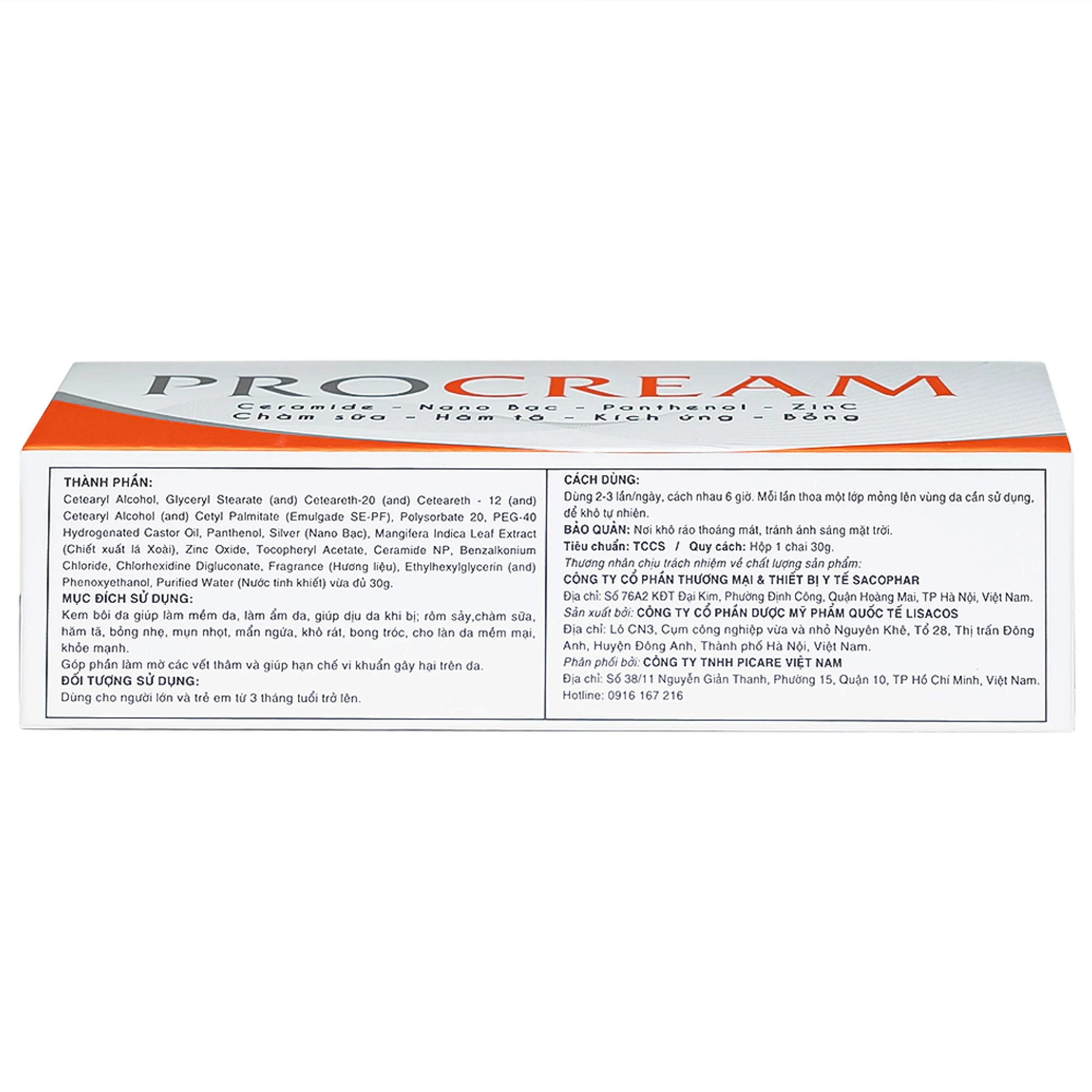 Kem bôi hăm tã, chàm sữa, bỏng, kích ứng da Procream 30g