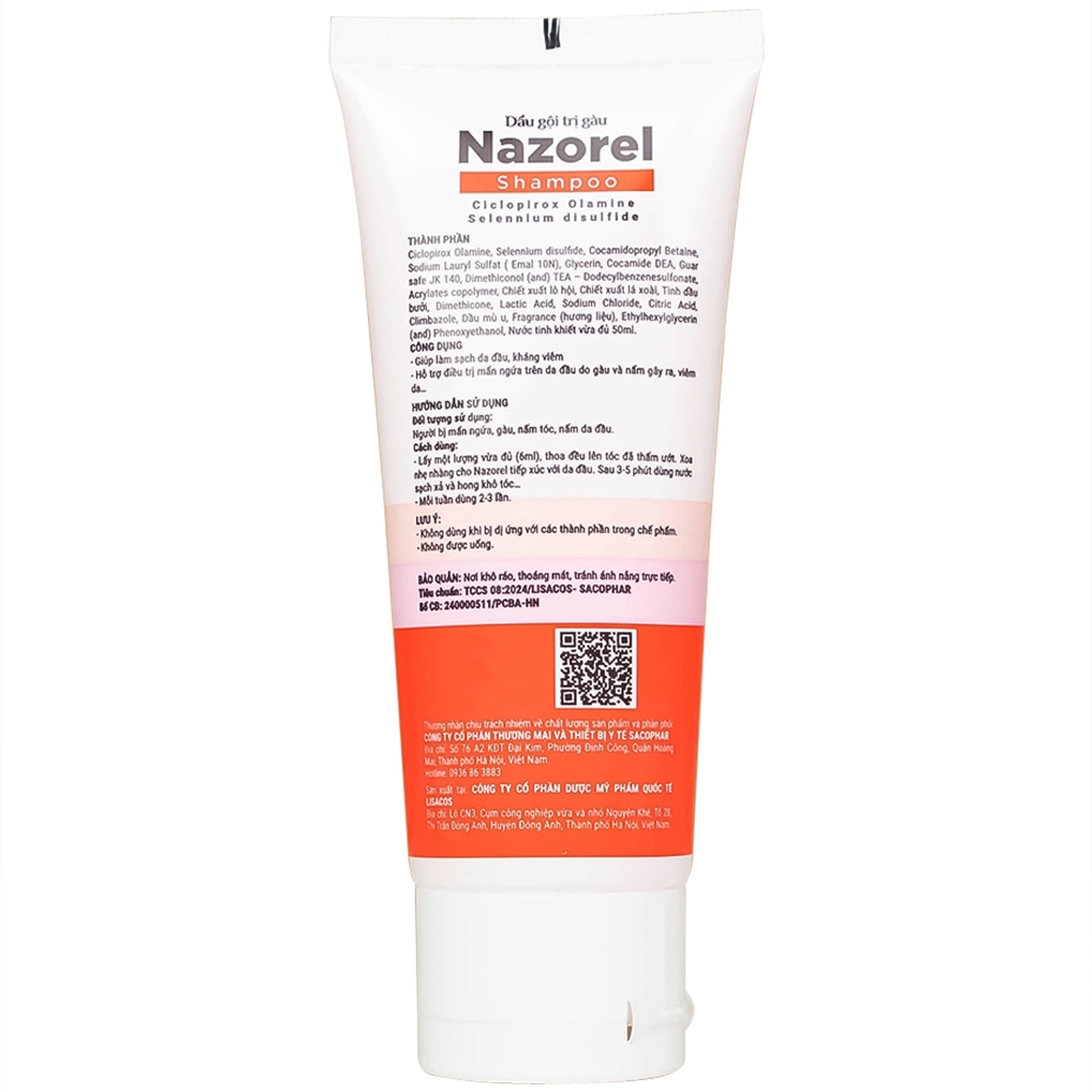 Dầu gội sạch gàu, giảm ngứa Nazorel shampoo 50ml