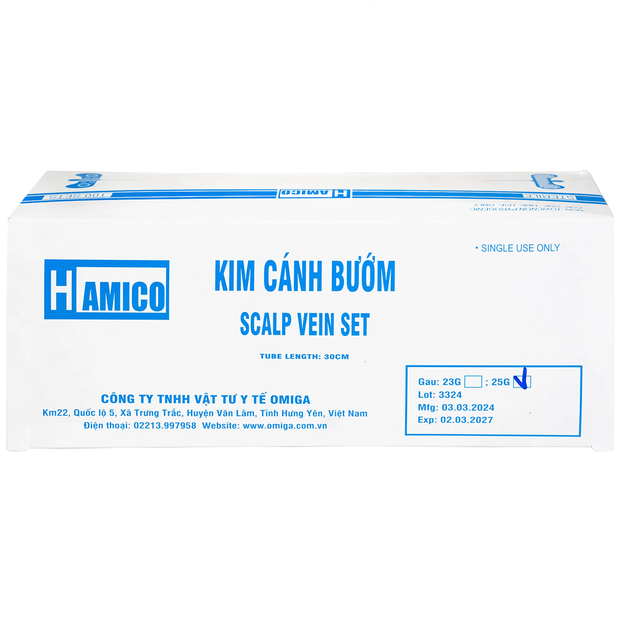 Kim bướm 25G Omiga (100 cái) giúp cho kim không bị dịch chuyển