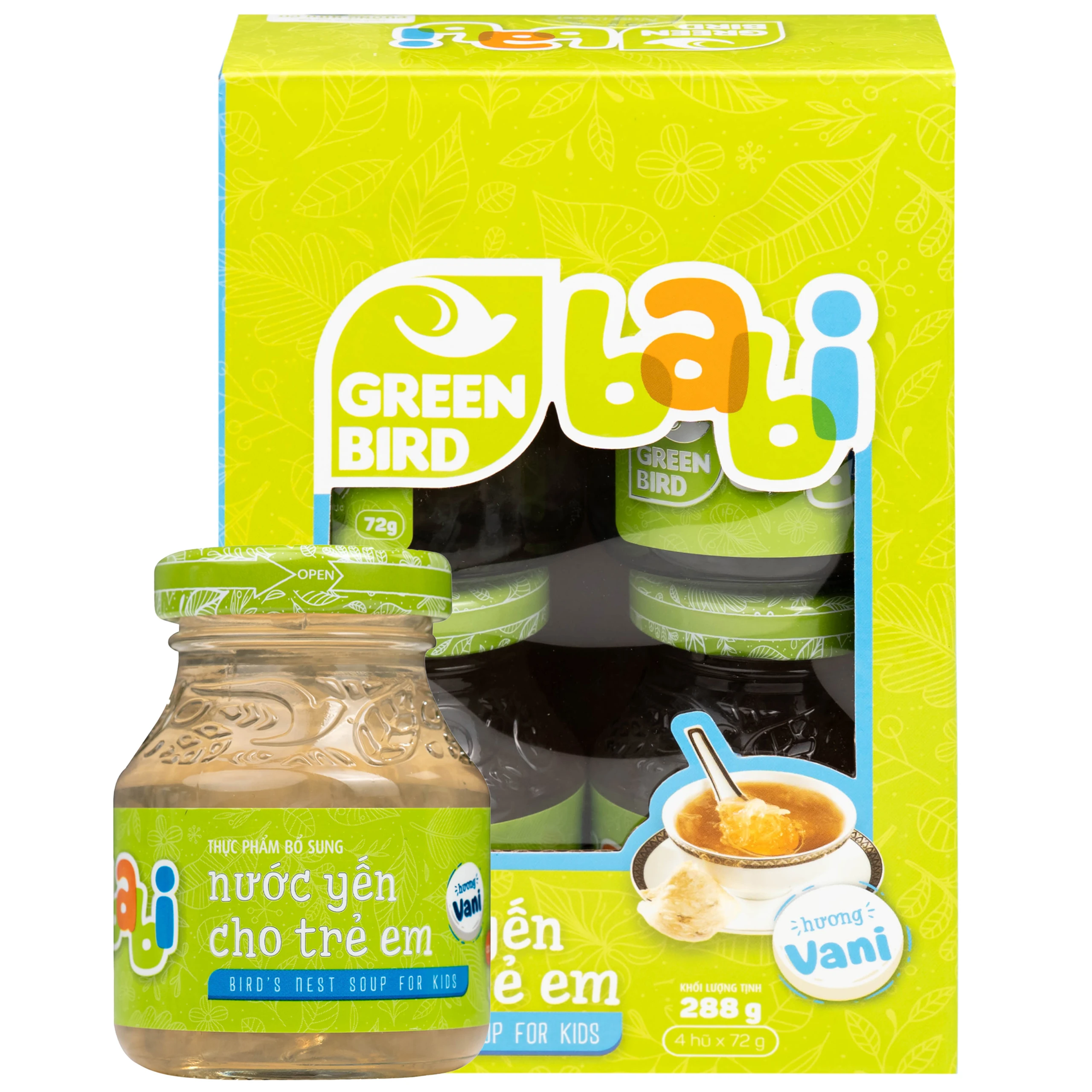 Nước Yến Sào Cho Trẻ Em Hương Vani Greenbabi (4 hũ x 72g)