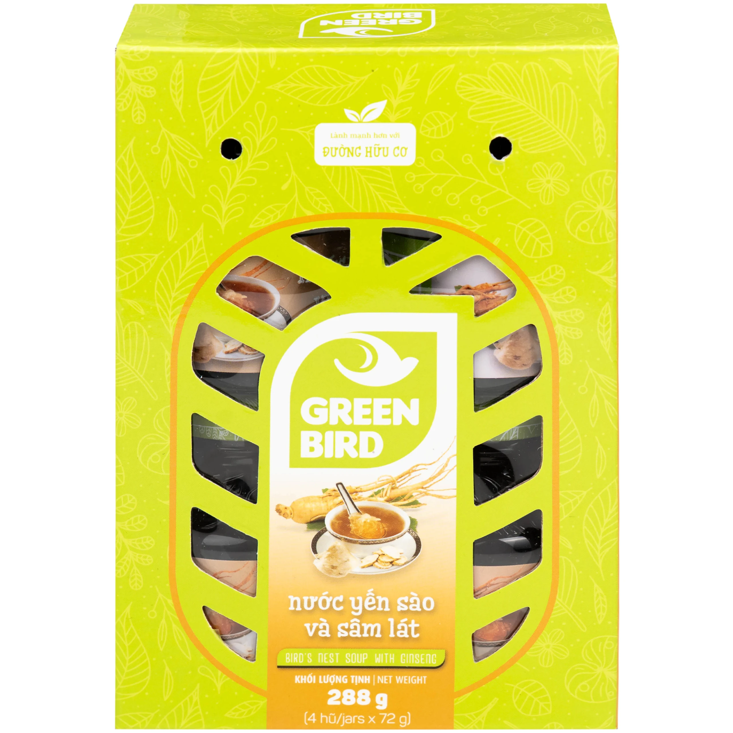 Nước Yến Sào Và Sâm Lát Greenbird (4 hũ x 72g)