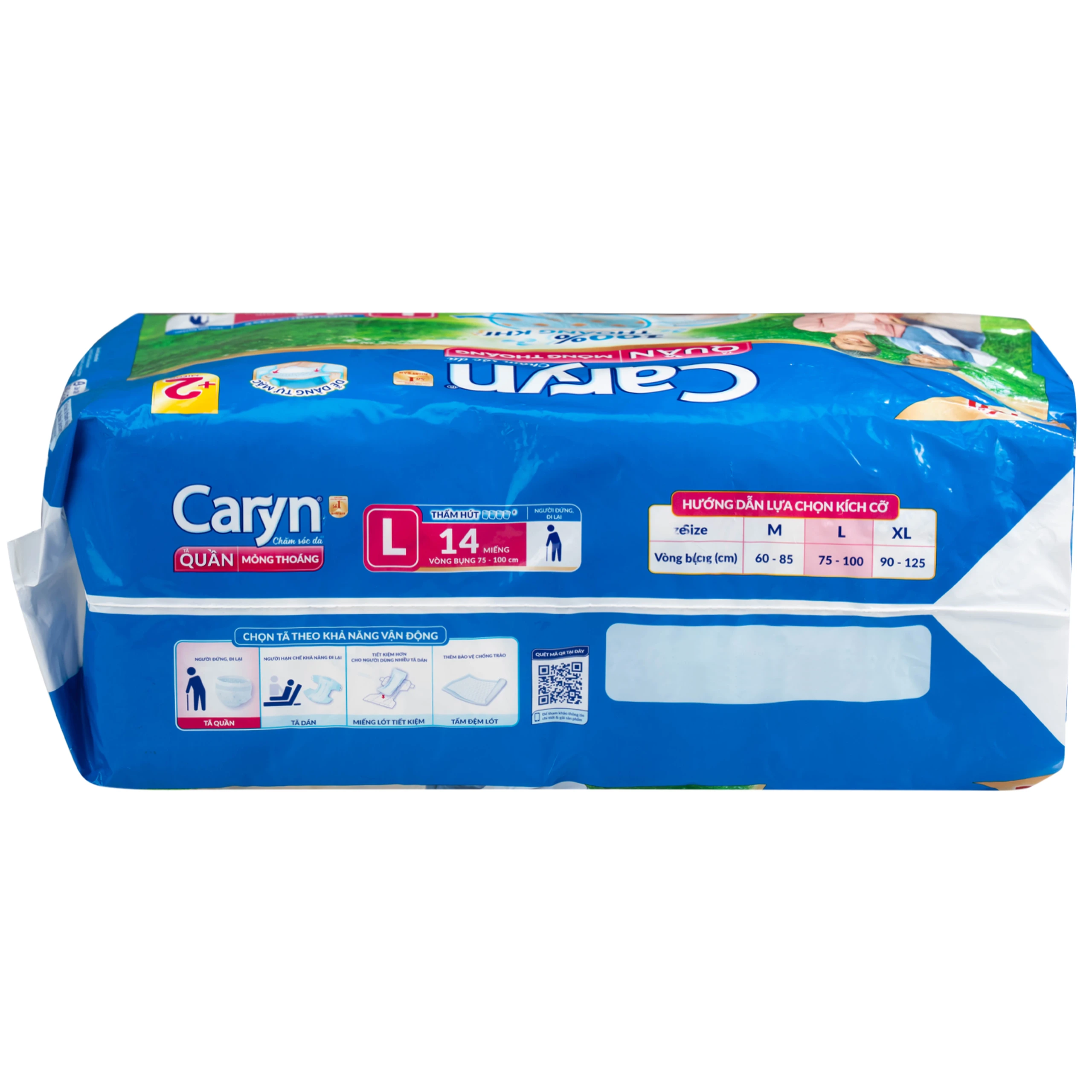 Tã quần người lớn Caryn mỏng nhẹ size L14 vòng bụng 75 x 100cm (14 miếng)