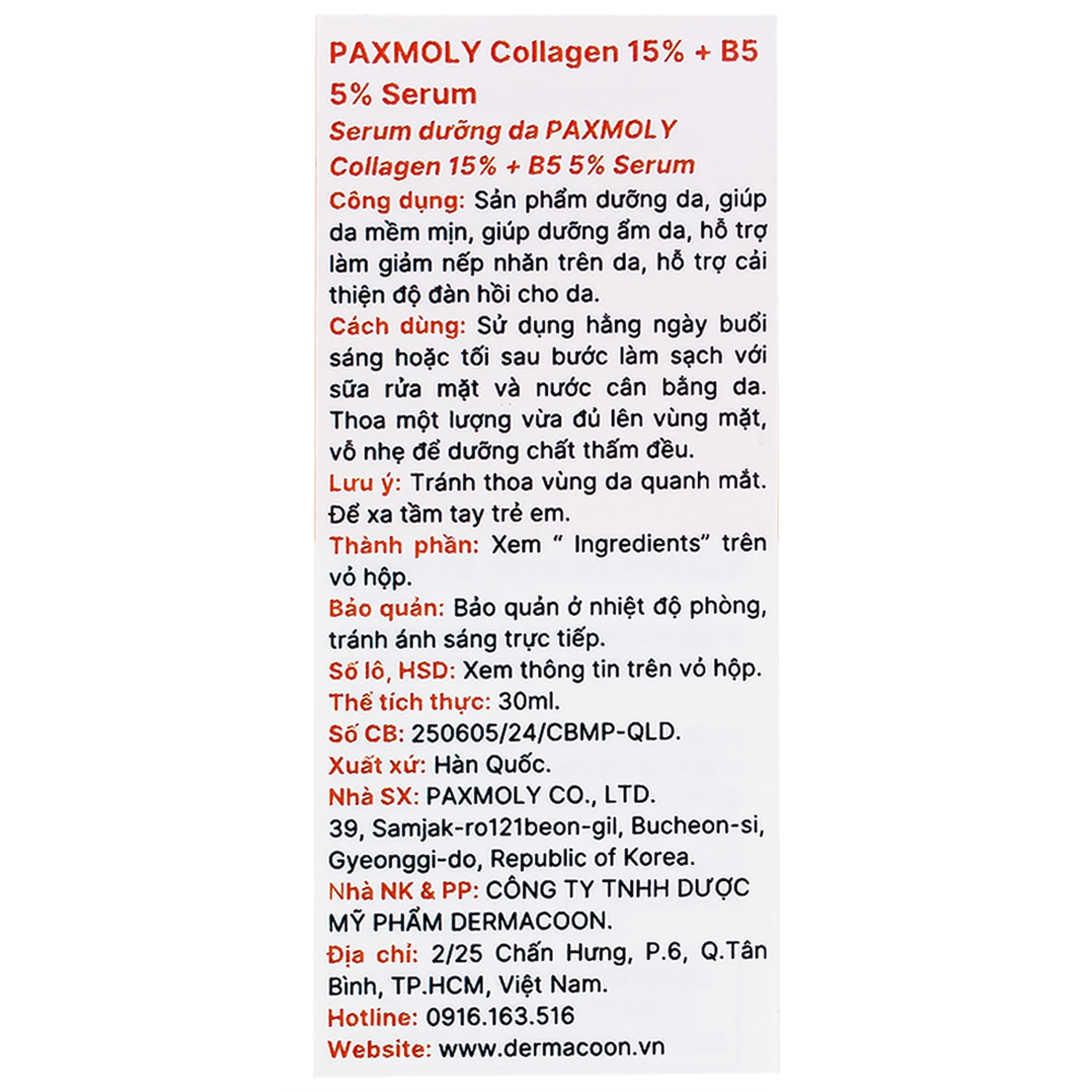 Tinh chất tăng độ đàn hồi, giúp gia mềm mịn Pax Moly Elastic (rose) 30ml