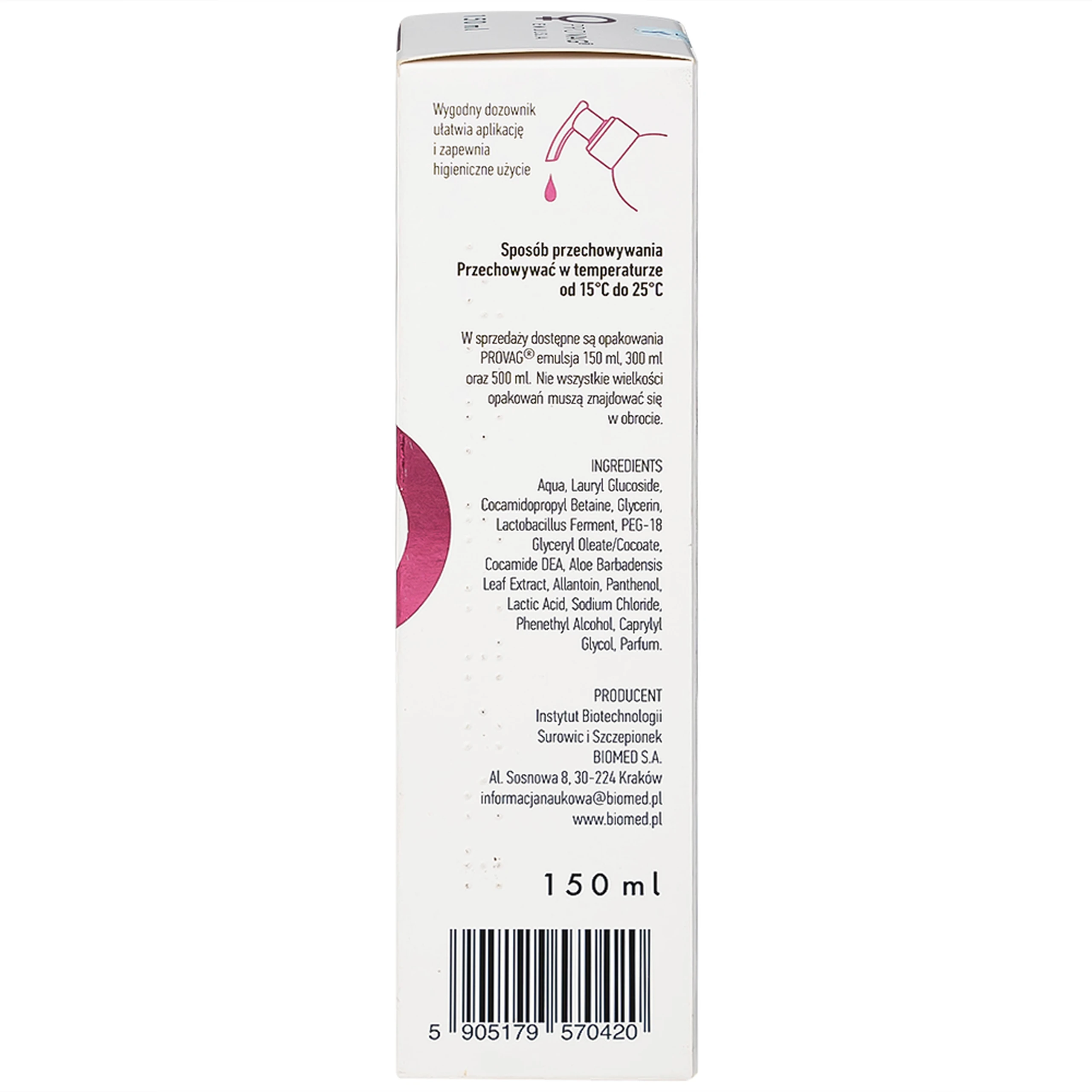 Dung dịch vệ sinh phụ nữ Provag Emulsion Biomed hỗ trợ giảm viêm nhiễm, kháng khuẩn (150ml)