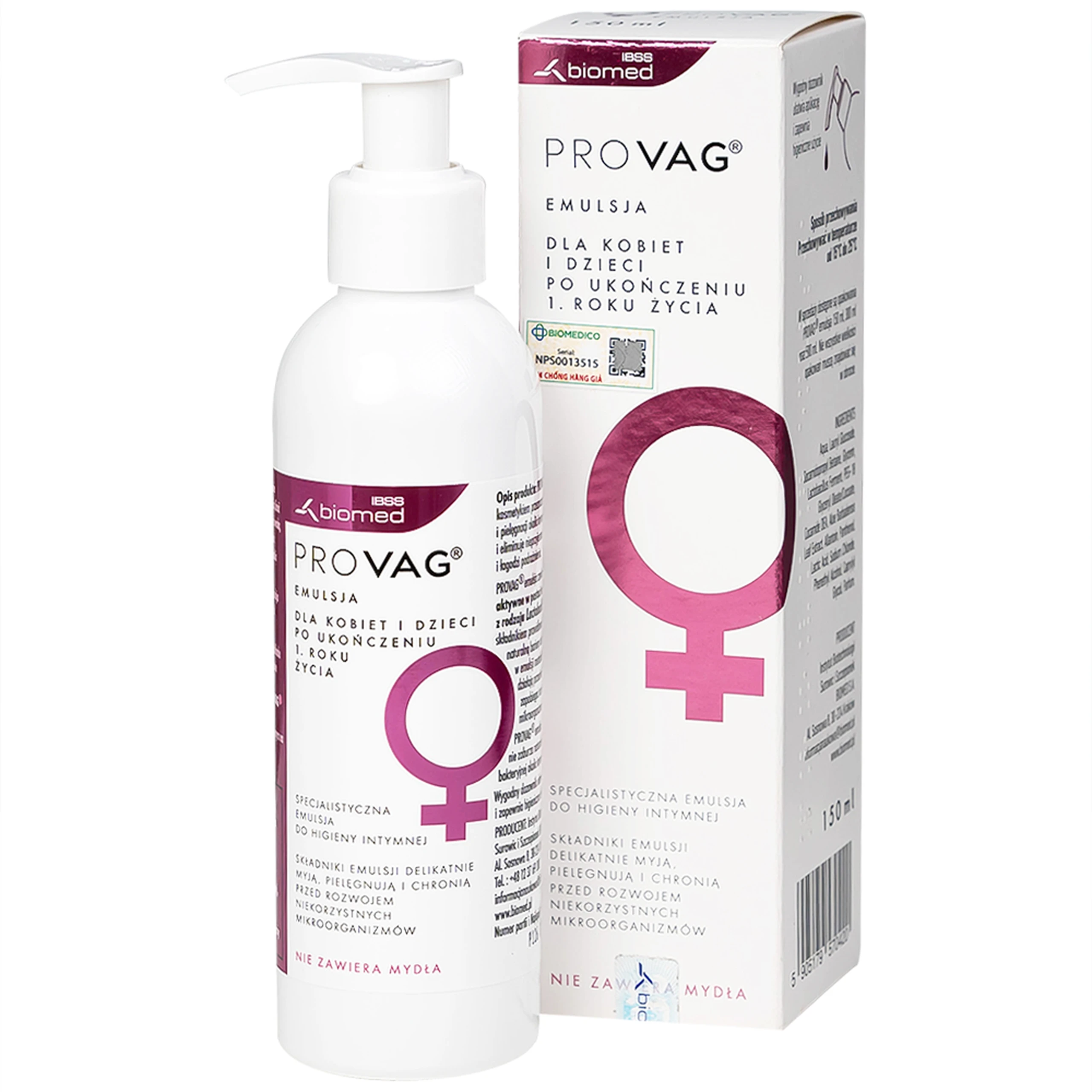 Dung dịch vệ sinh phụ nữ Provag Emulsion Biomed hỗ trợ giảm viêm nhiễm, kháng khuẩn (150ml)