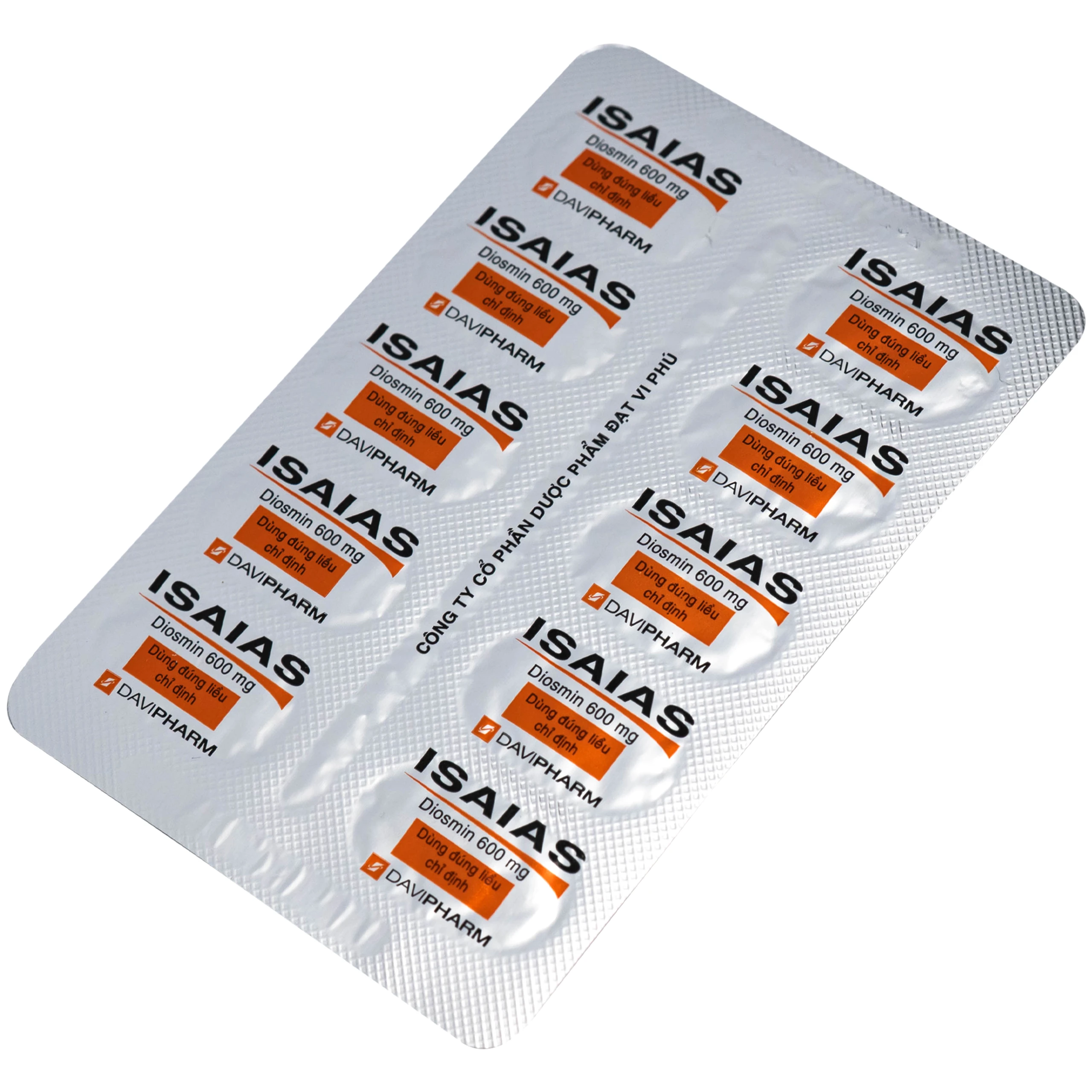 Thuốc Isaias 600mg Davipharm điều trị triệu chứng suy tuần hoàn tĩnh mạch mạn tính (6 vỉ x 10 viên)