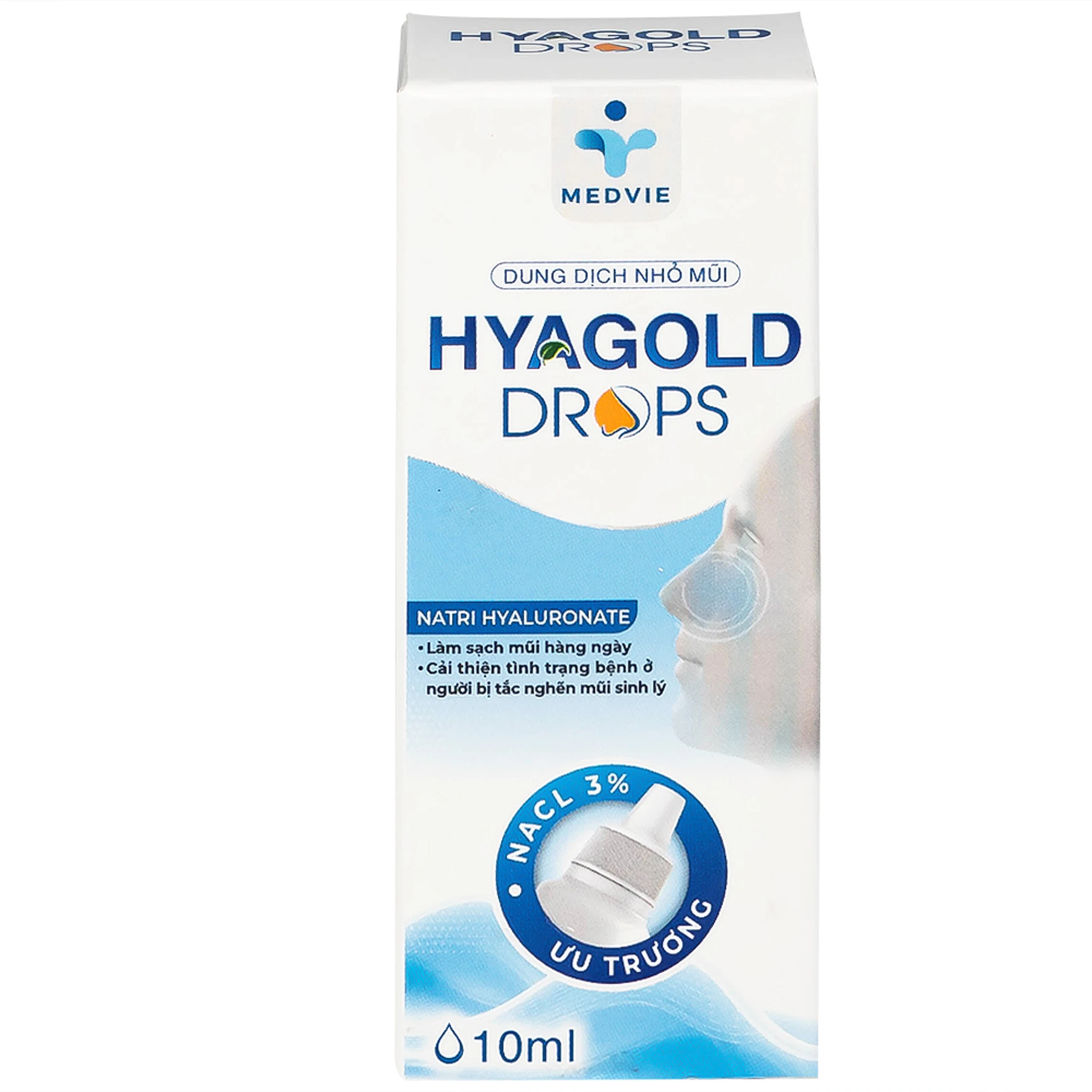 Nhỏ mũi Hyagold Drops Medvie 10ml giúp giữ ẩm và làm sạch mũi hàng ngày