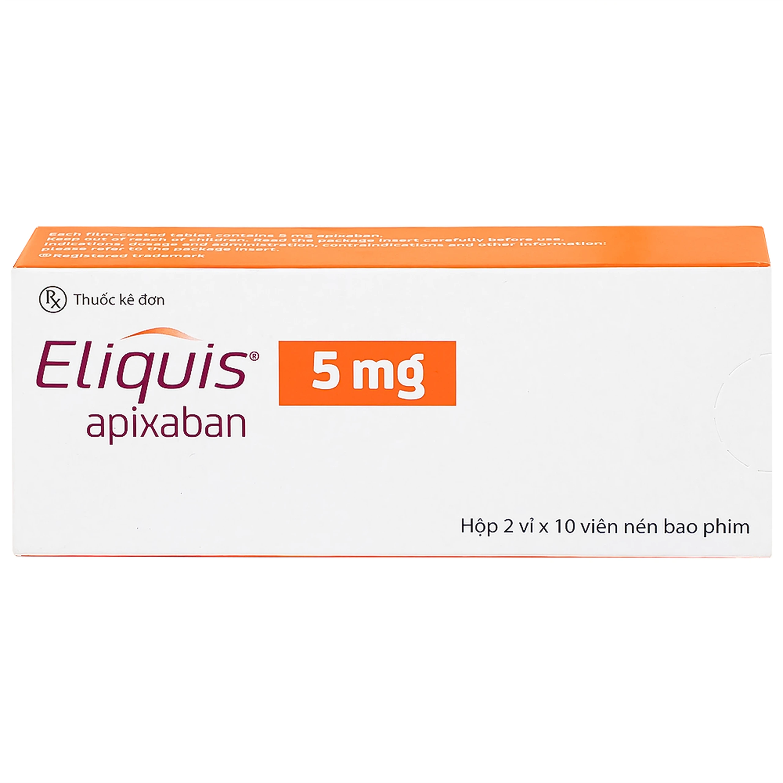 Thuốc Eliquis 5mg Pfizer giúp phòng ngừa biến cố thuyên tắc huyết khối tĩnh mạch (2 vỉ x 10 viên)
