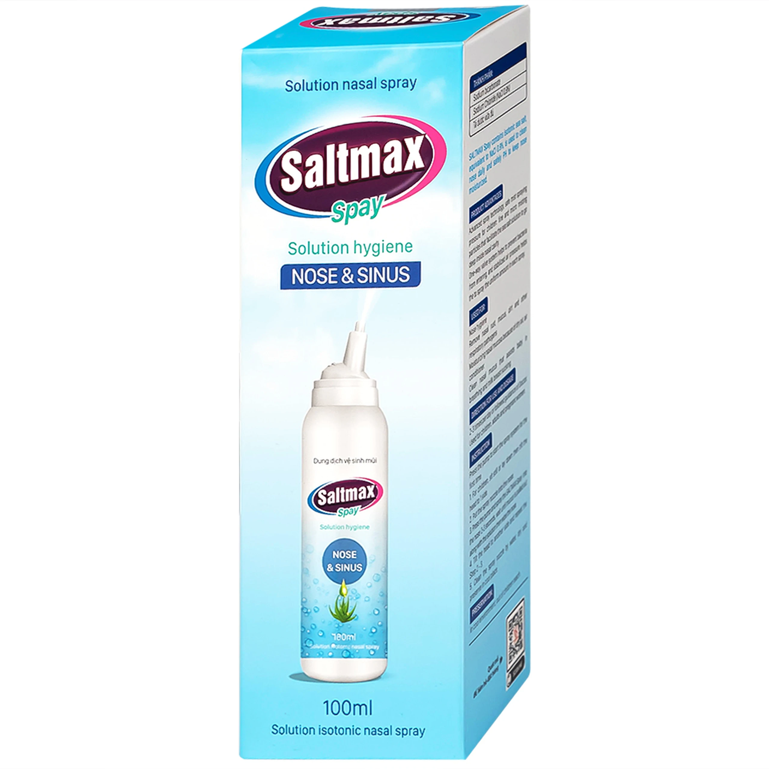 Xịt mũi Saltmax spay 100ml Việt Sinh giúp vệ sinh mũi, giữ ẩm niêm mạc mũi