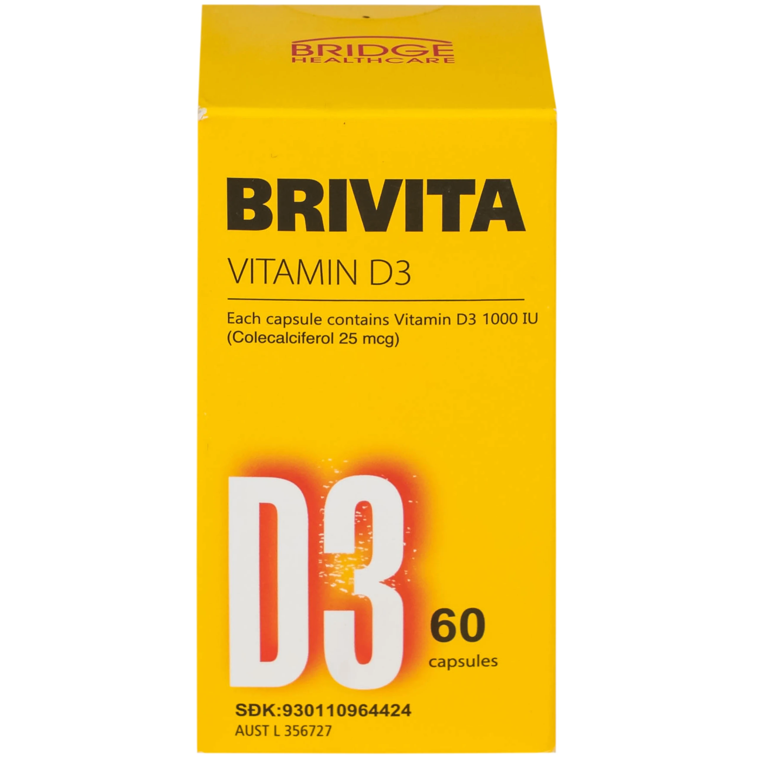 Thuốc Brivita điều trị và ngăn ngừa thiếu hụt về vitamin D (Chai 60 viên)
