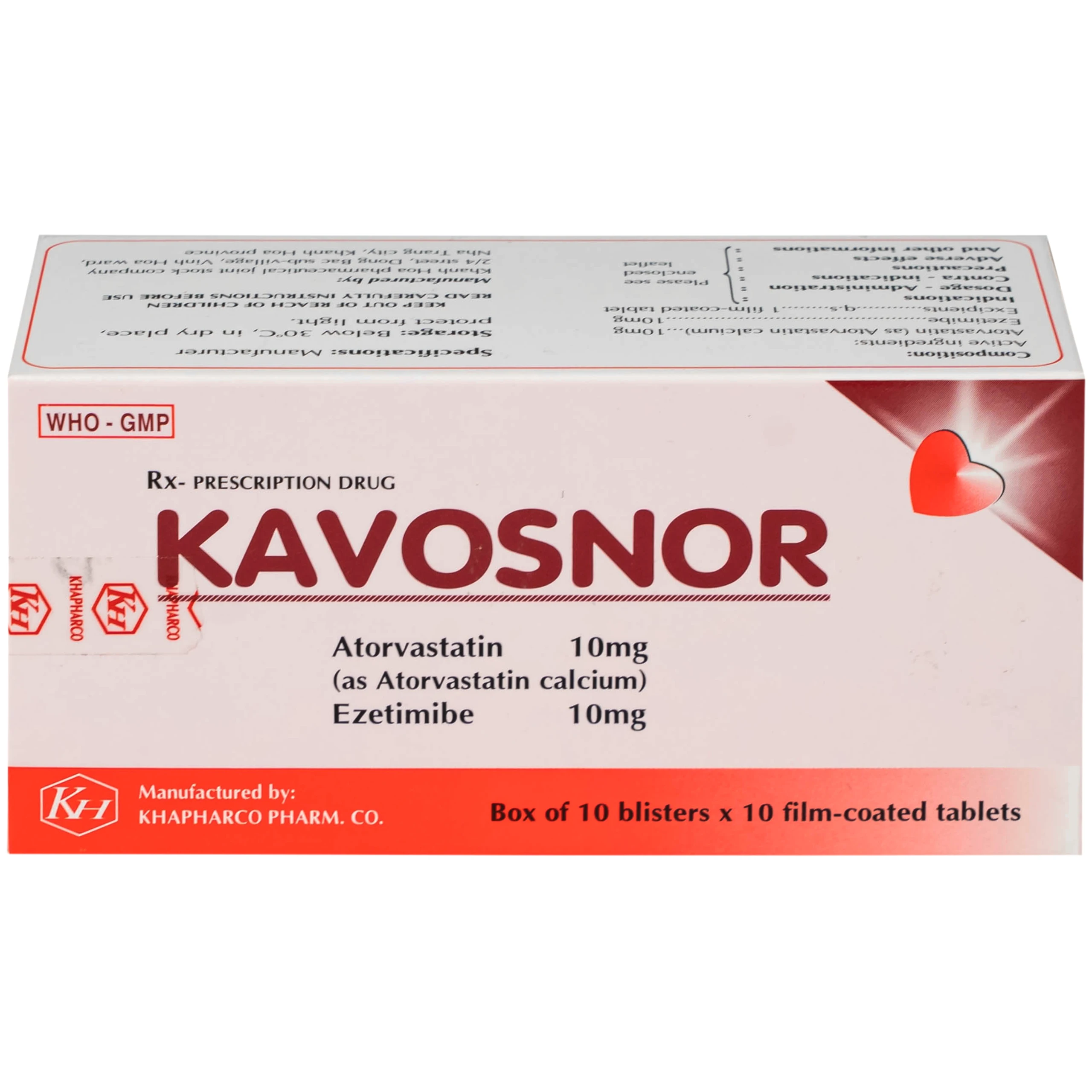 Thuốc Kavosnor điều trị tăng cholesterol toàn phần (10 vỉ 10 viên)