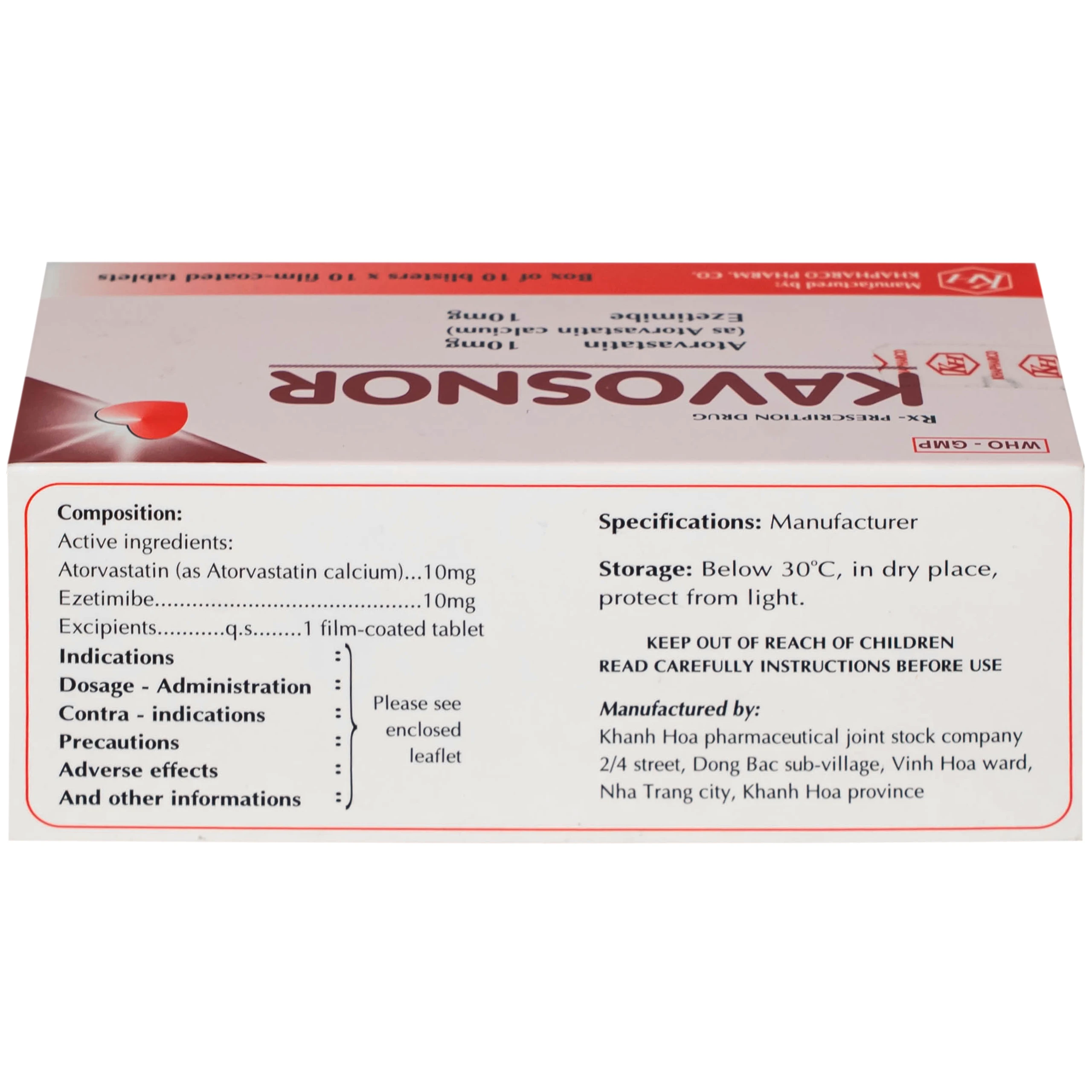 Thuốc Kavosnor điều trị tăng cholesterol toàn phần (10 vỉ 10 viên)